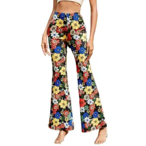 Funki Buys | Pants | Women's Funky Floral Boho Flared Trousers