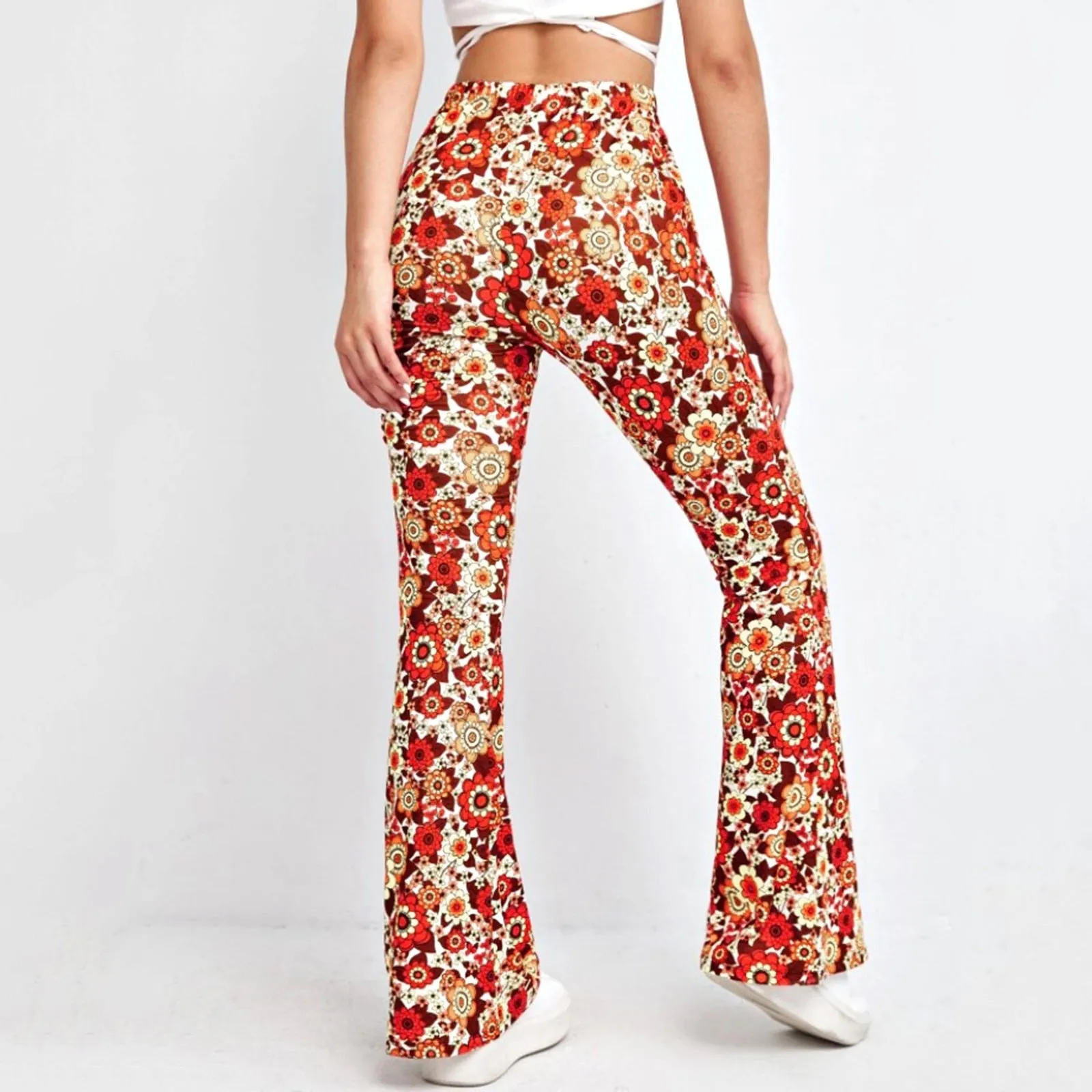 Funki Buys | Pants | Women's Funky Floral Boho Flared Trousers