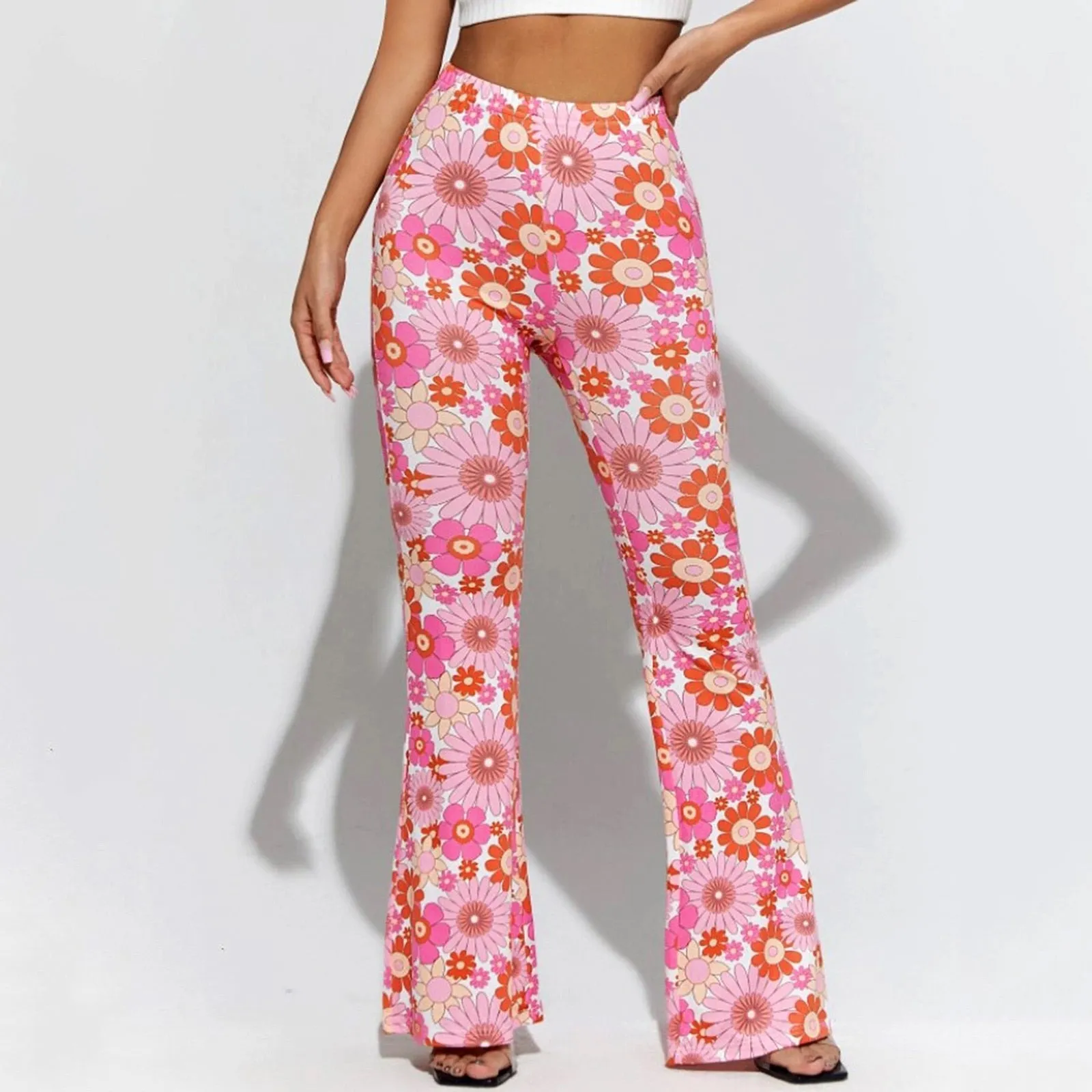 Funki Buys | Pants | Women's Funky Floral Boho Flared Trousers