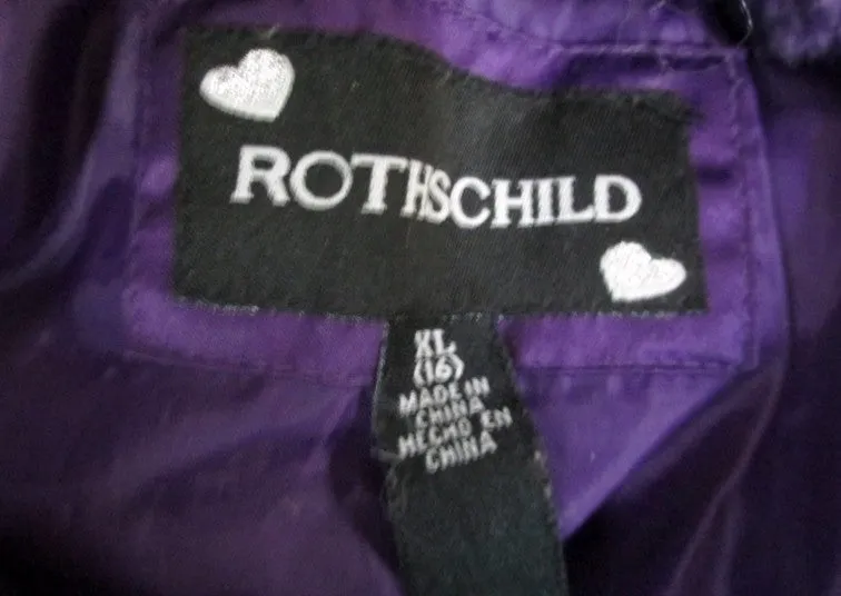 Girls Junior Teen ROTHSCHILD JACKET Hood Coat Ruffle PLUM PURPLE XL 18