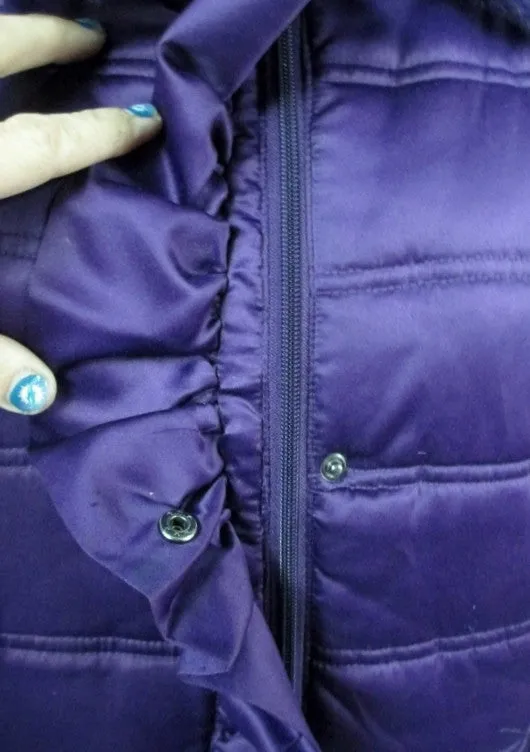 Girls Junior Teen ROTHSCHILD JACKET Hood Coat Ruffle PLUM PURPLE XL 18