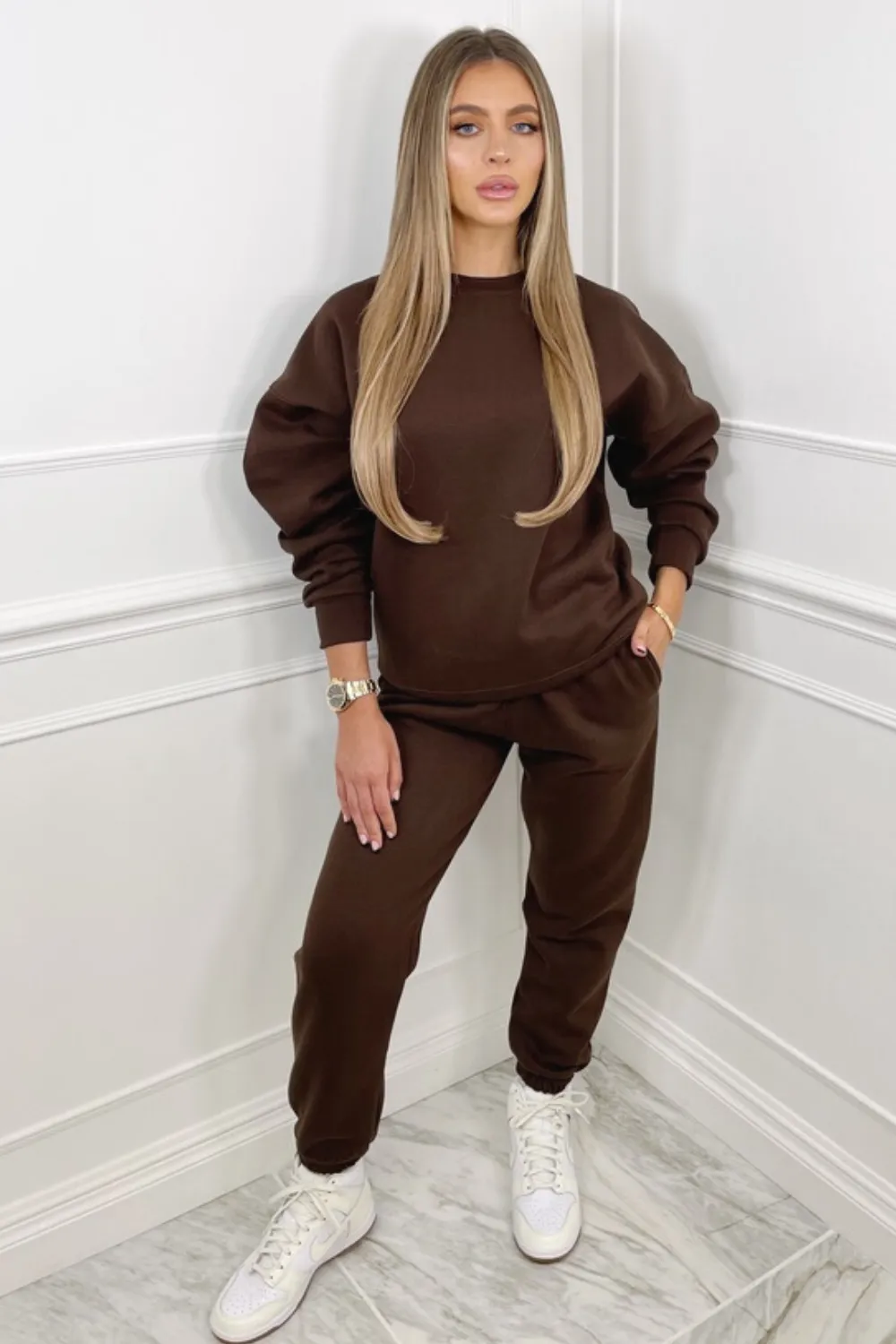 Glamify brown sweater essential loungewear set