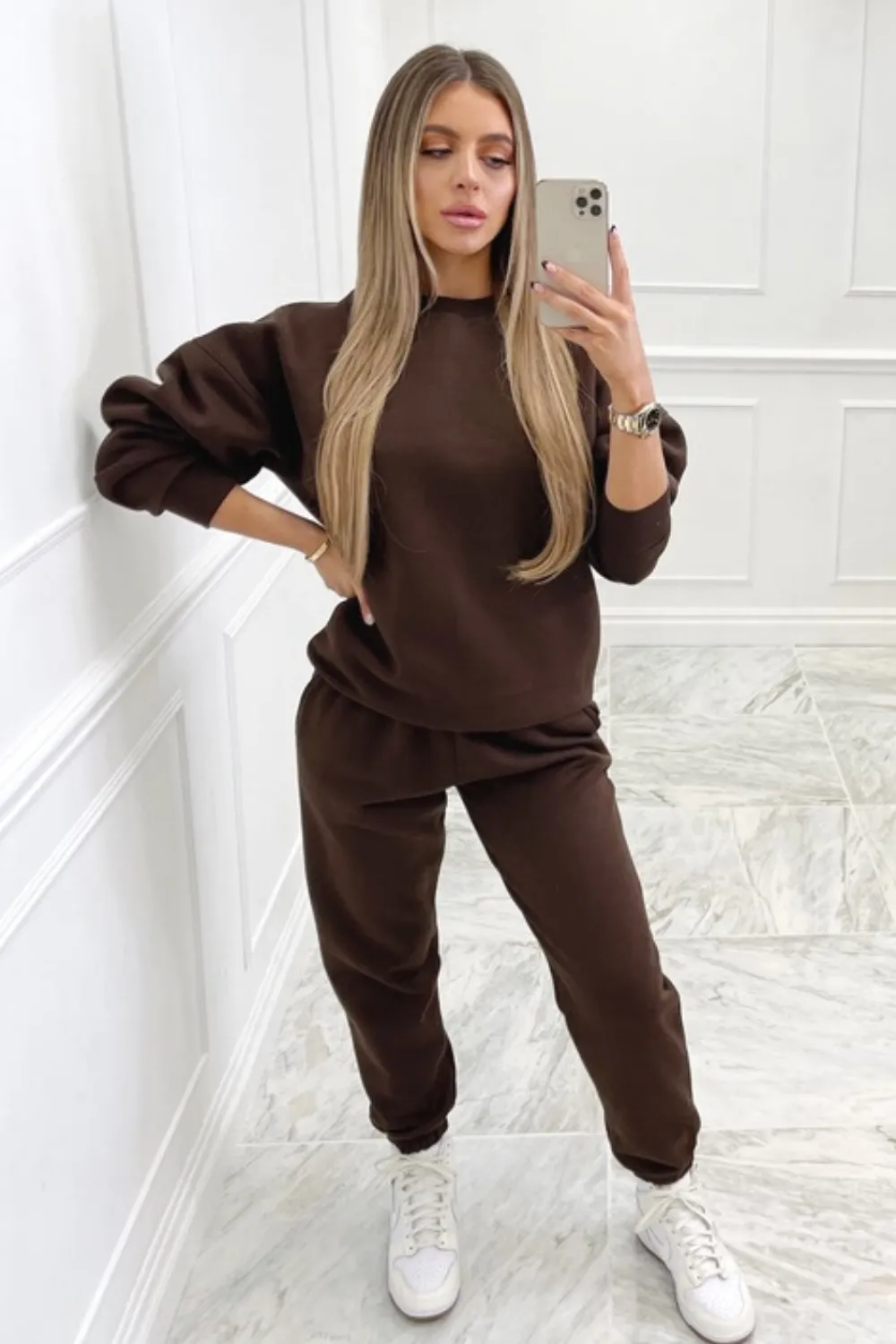 Glamify brown sweater essential loungewear set