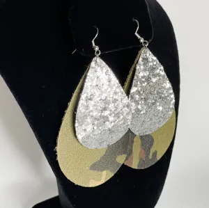 Glitter & Camo Teardrop Earrings