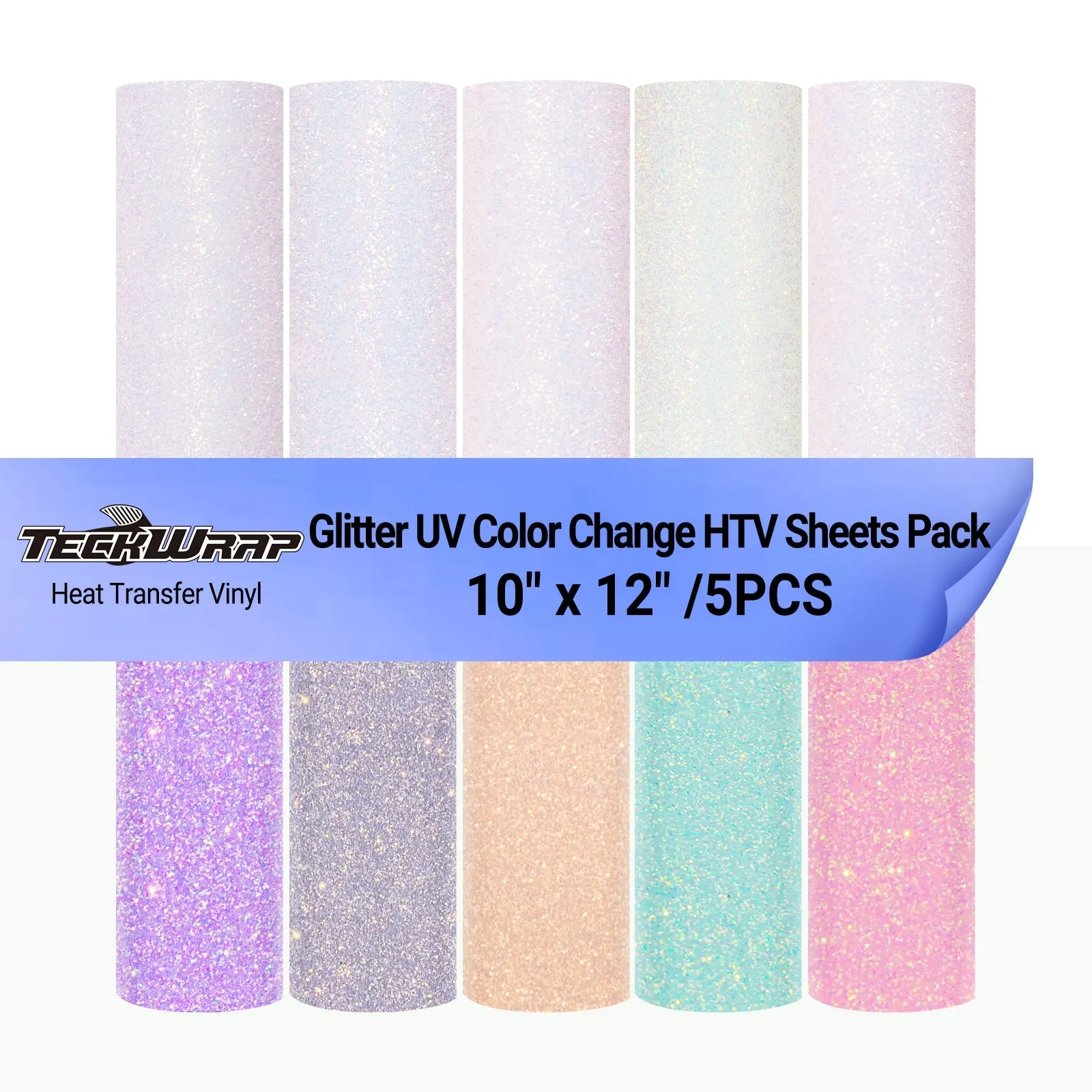 Glitter UV Color Change HTV Sheets Pack (5PCS)