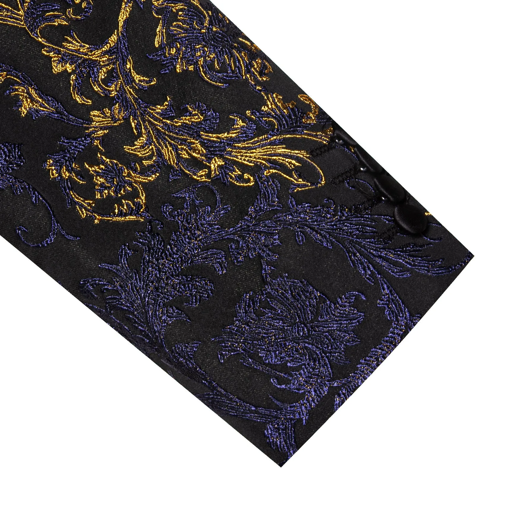 Gold Blue Black Floral Men's Suit for Party