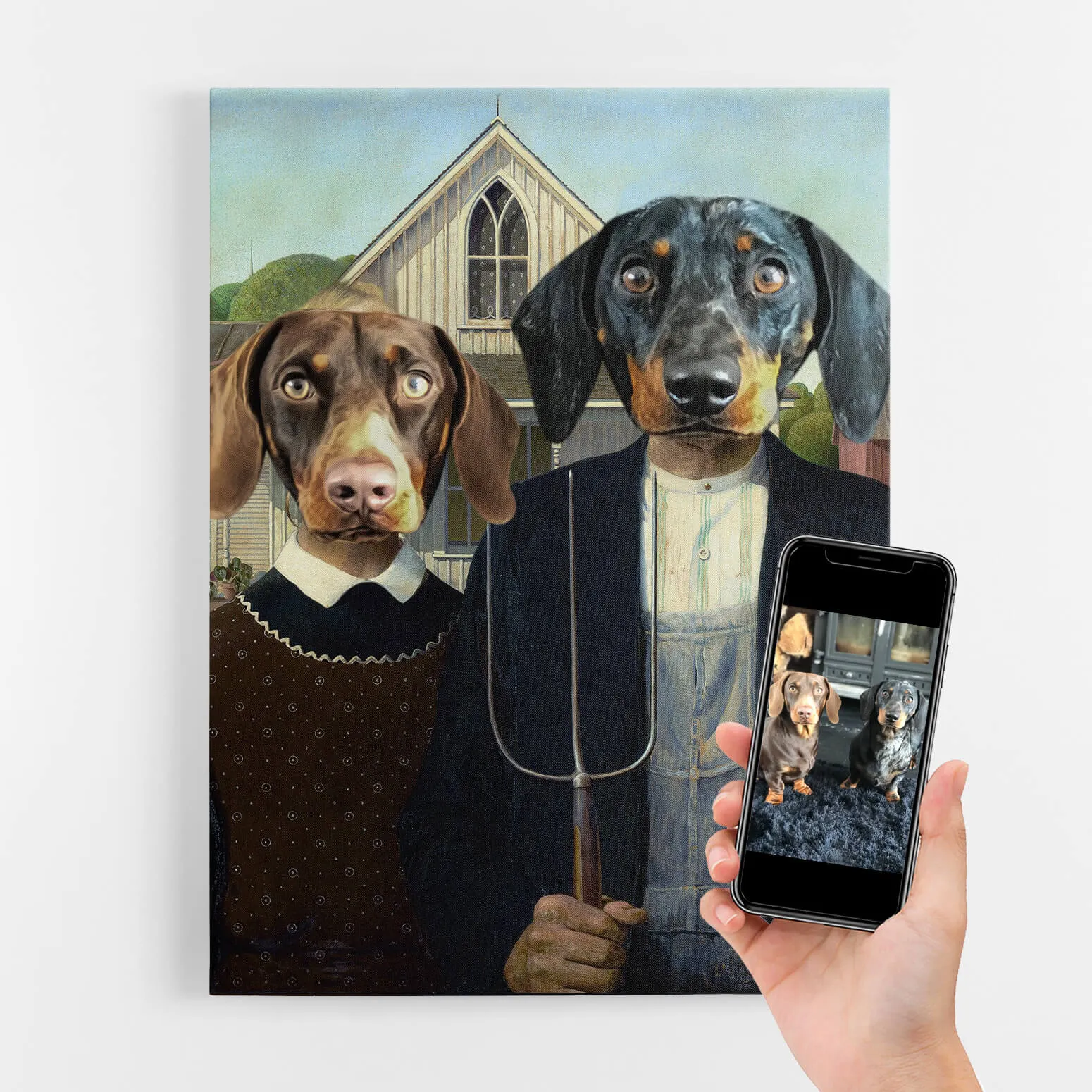 Gothic Couple Dog Portrait