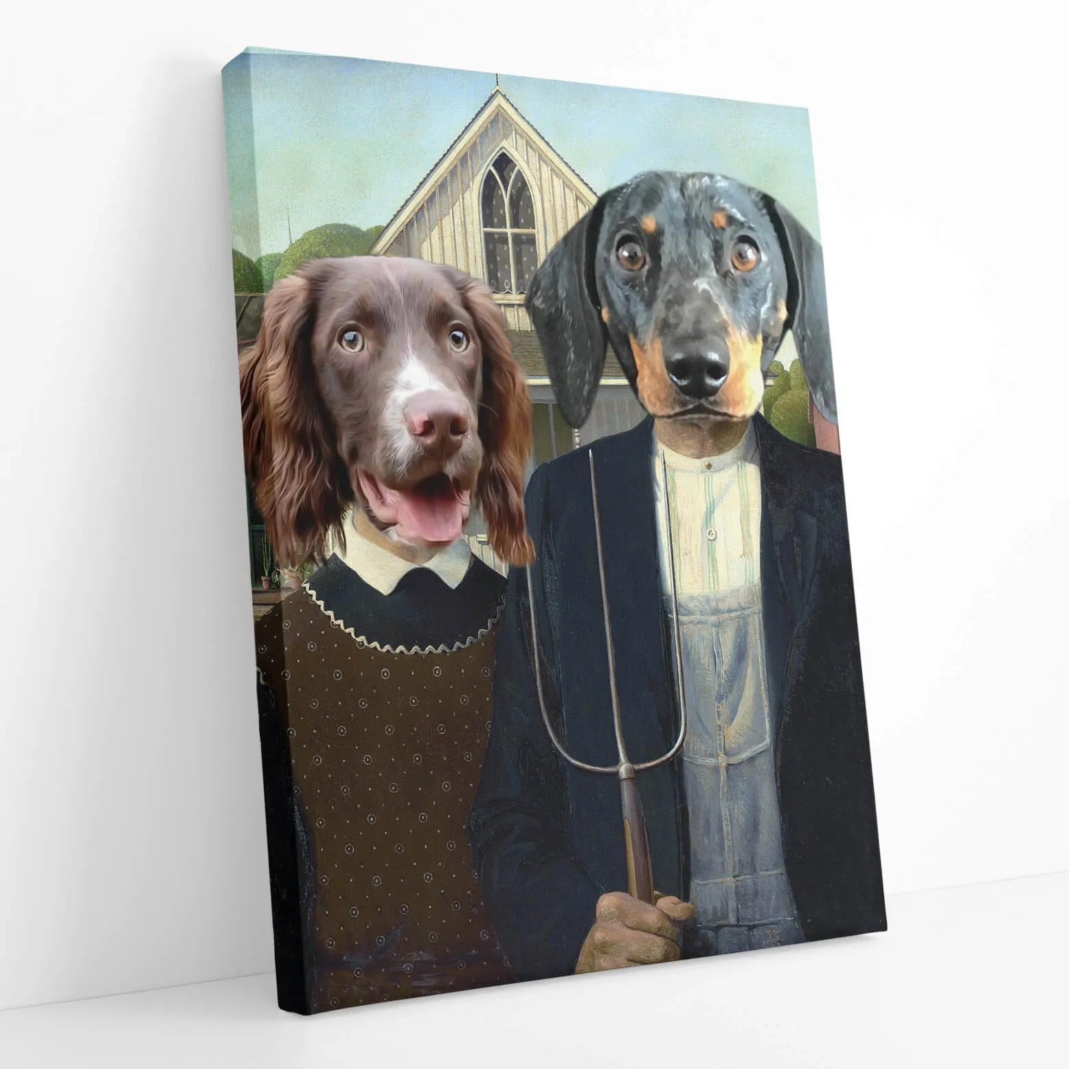 Gothic Couple Dog Portrait