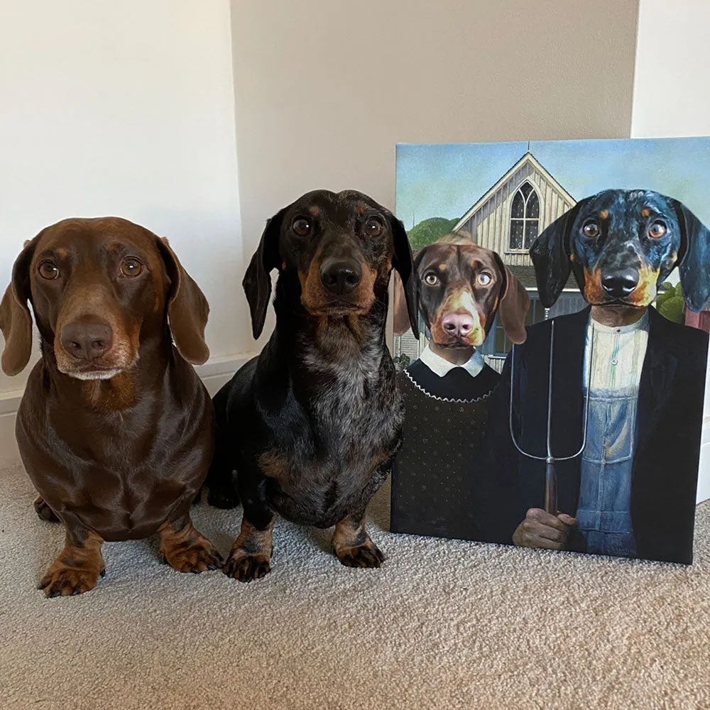 Gothic Couple Dog Portrait