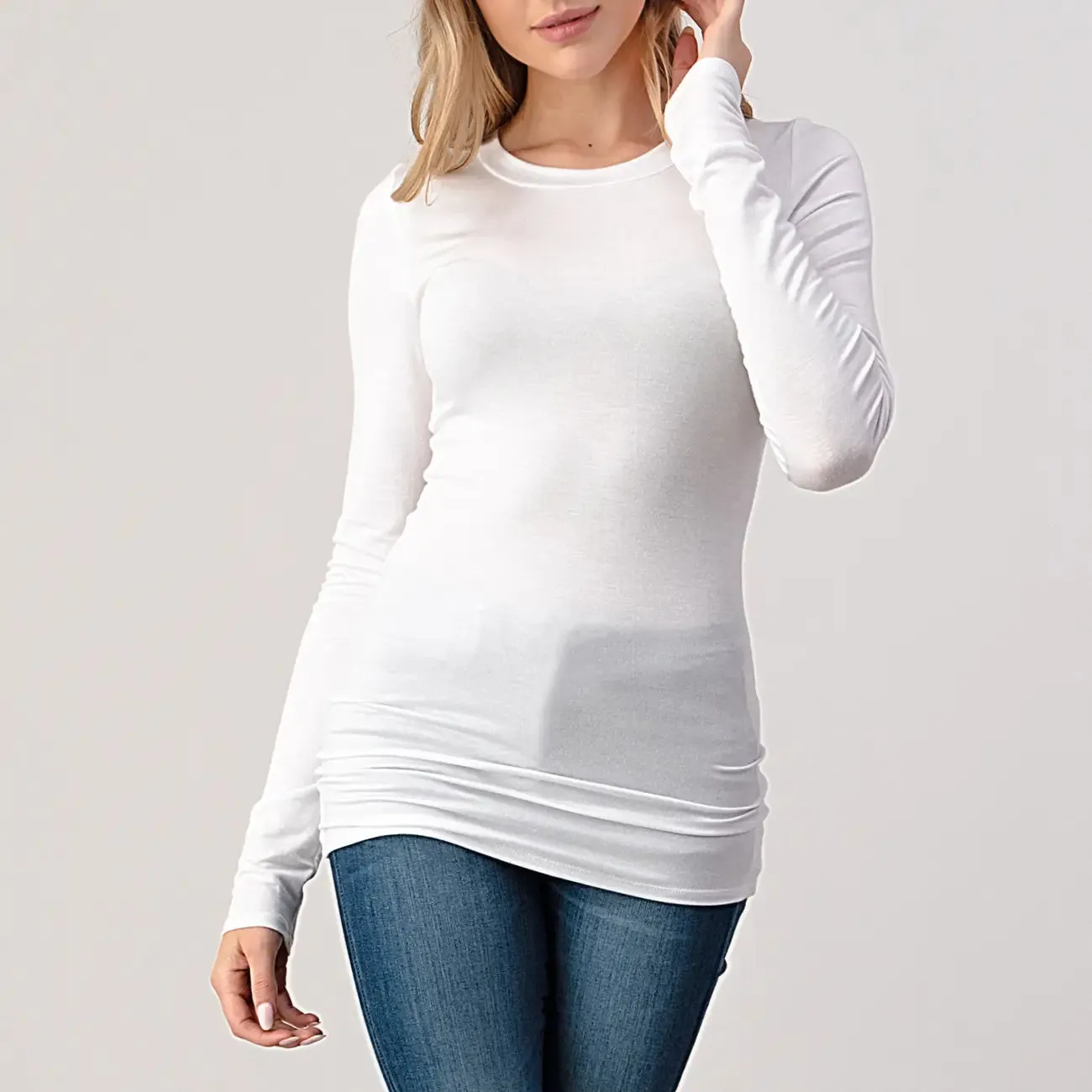 Heimious Long Sleeve White Tee