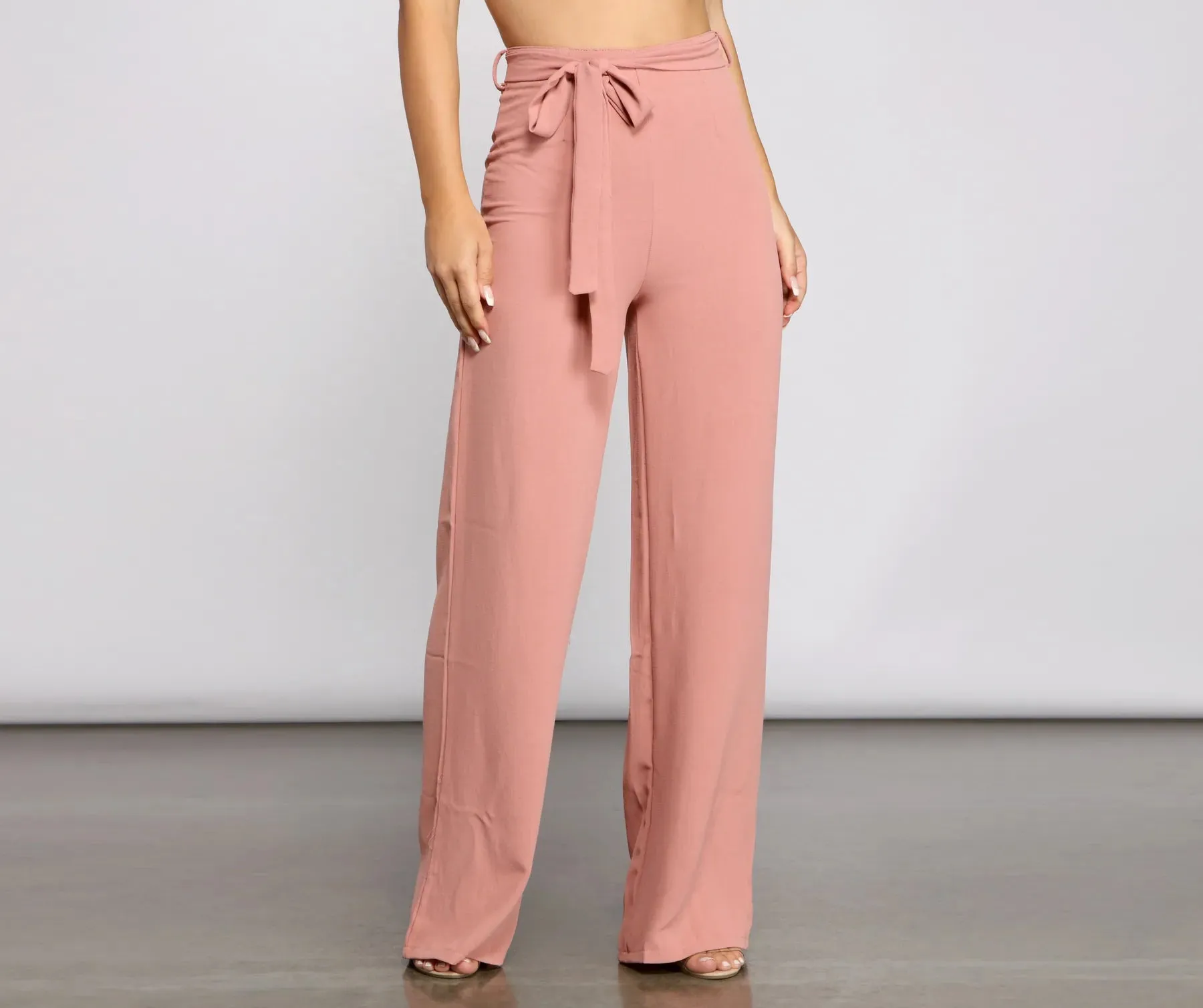 High Waist Tie Waist Linen Pants