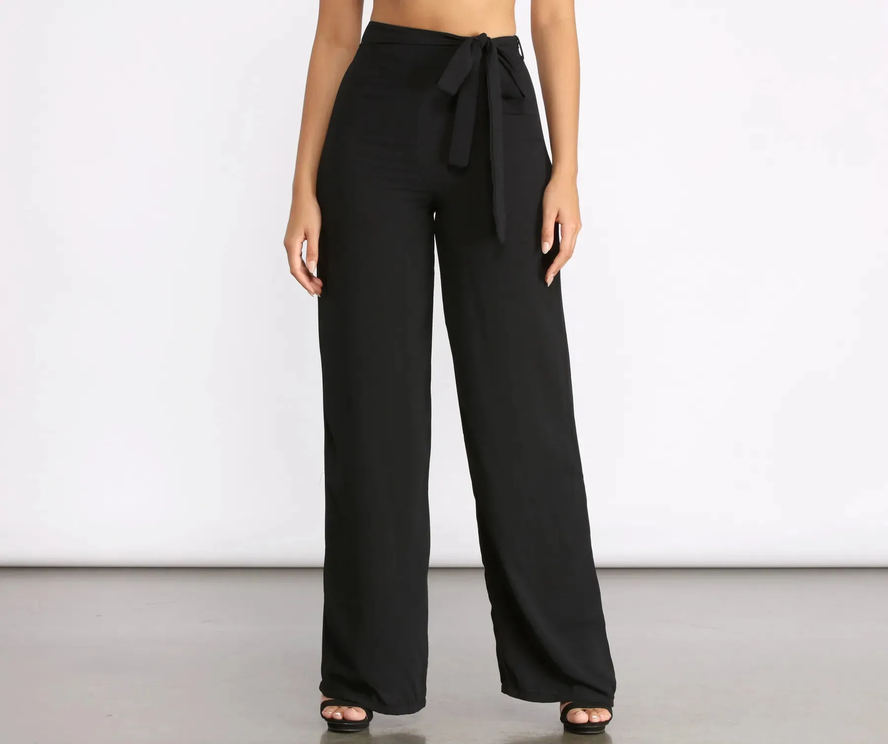 High Waist Tie Waist Linen Pants