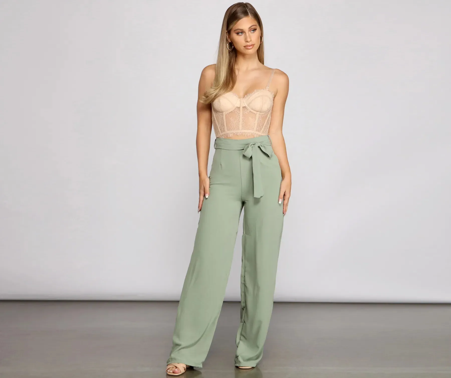 High Waist Tie Waist Linen Pants