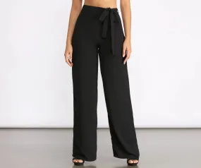 High Waist Tie Waist Linen Pants