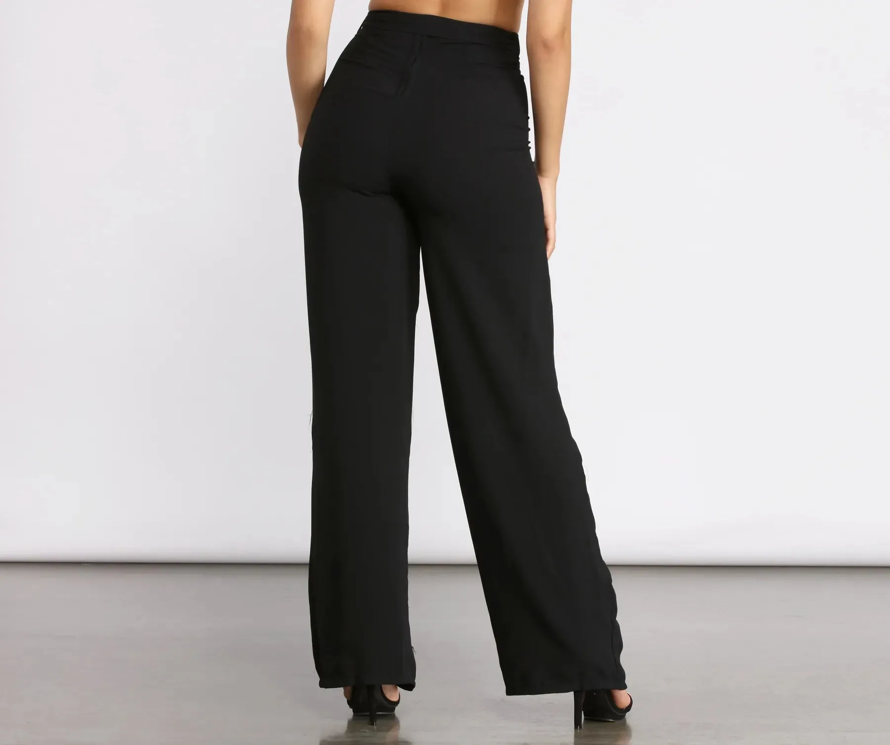 High Waist Tie Waist Linen Pants