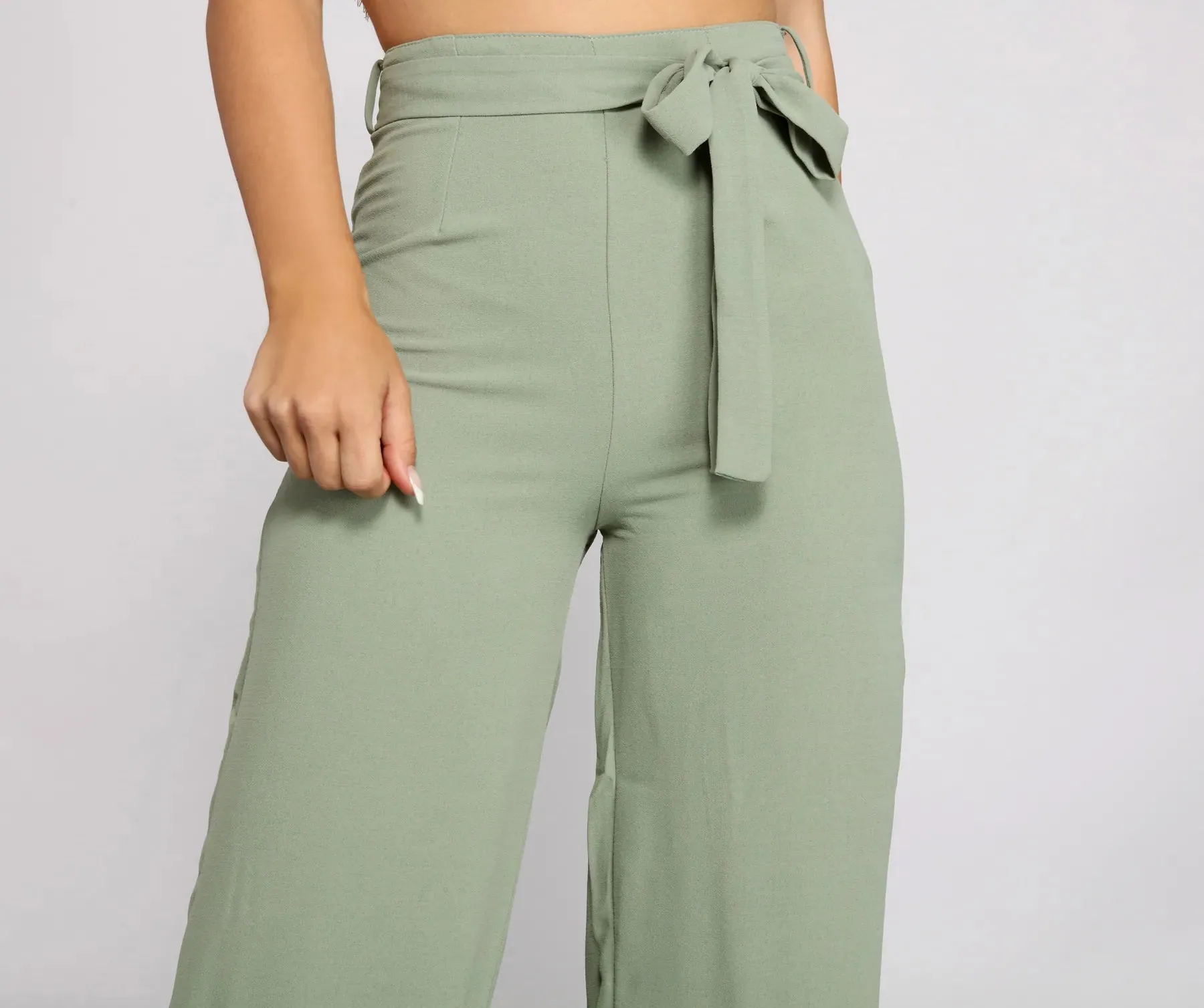 High Waist Tie Waist Linen Pants