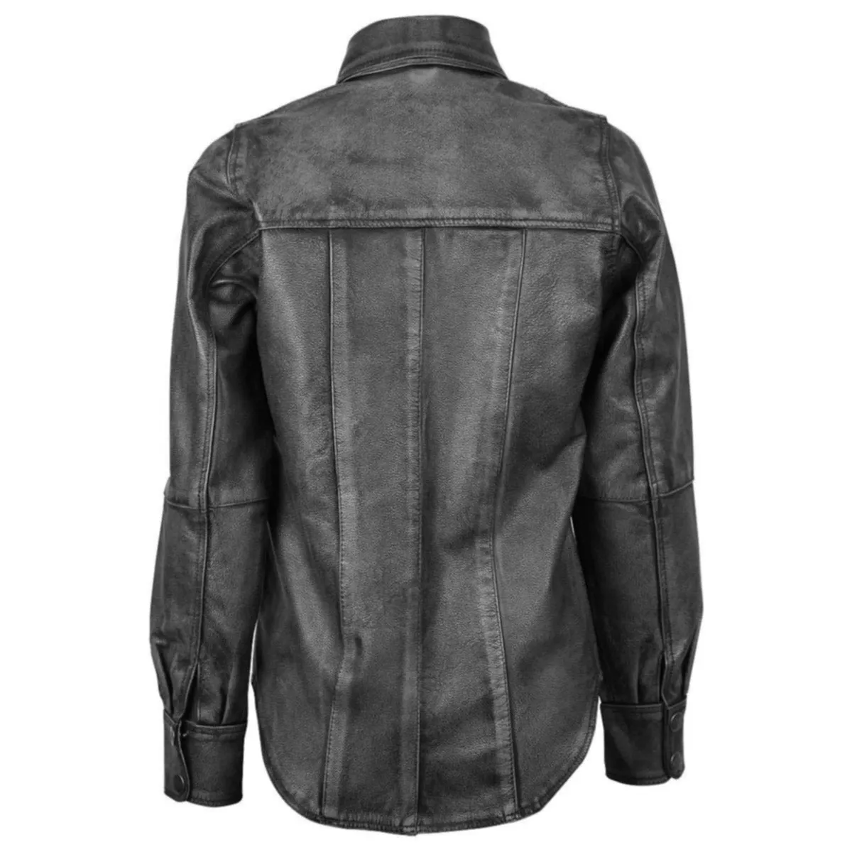 HML604 Women's Black Lambskin Leather Shirt