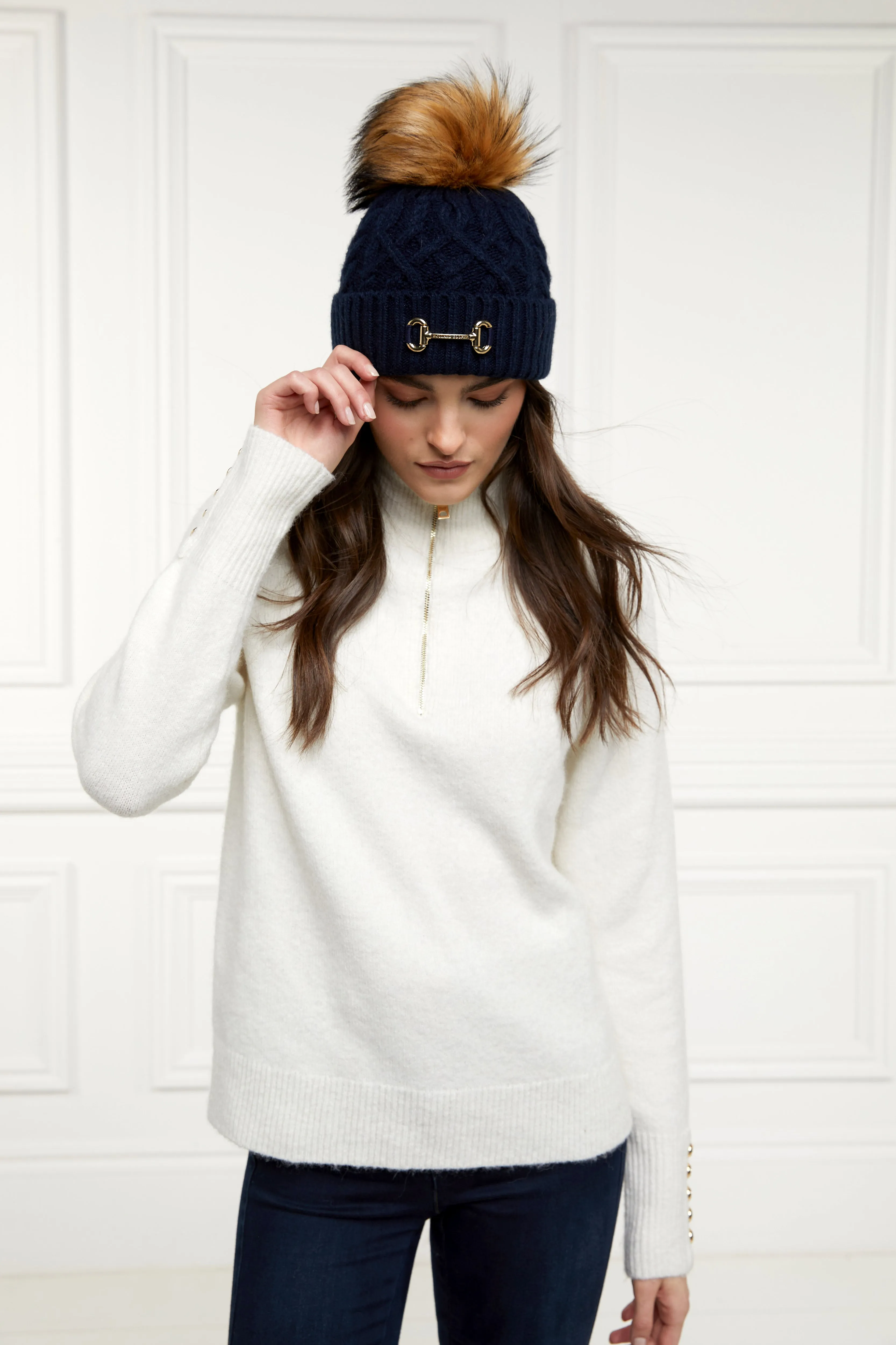 Horsebit Bobble Hat (Ink Navy)