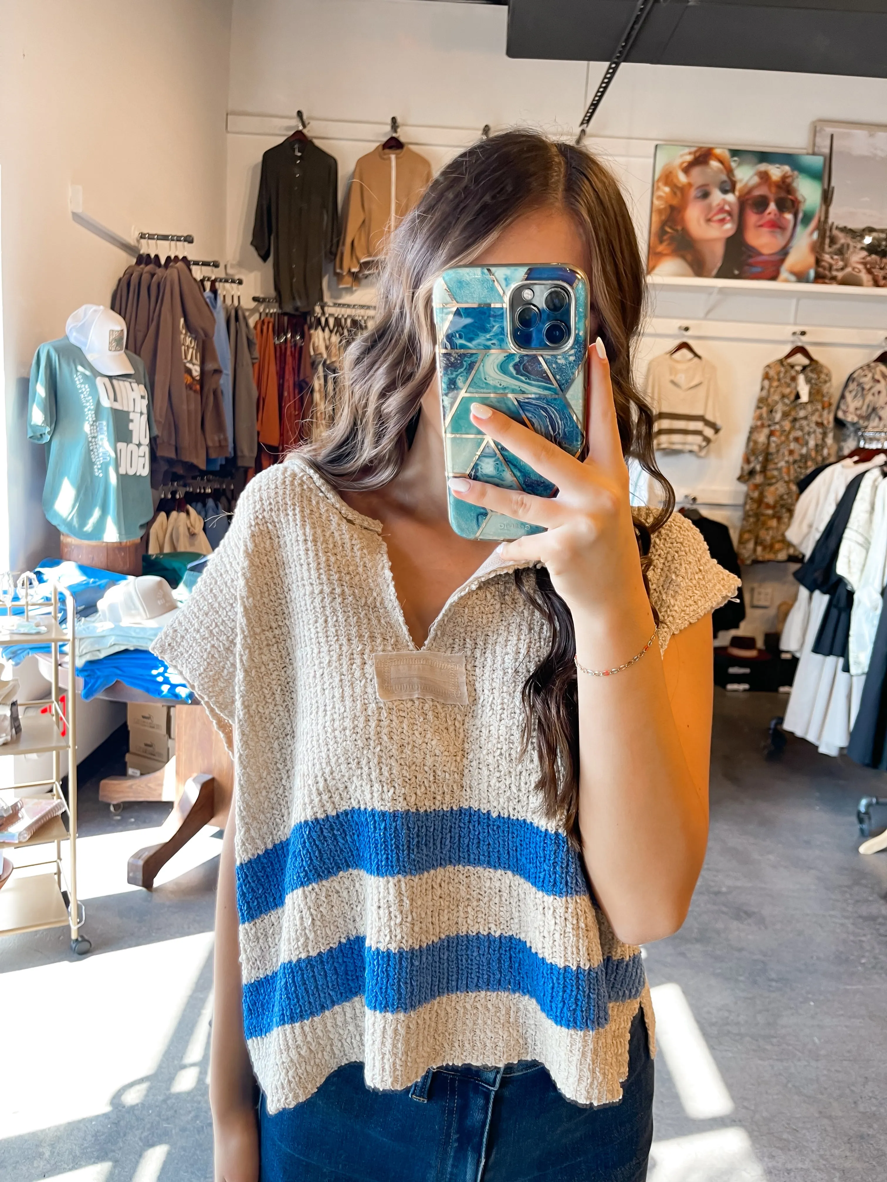 ILLA ILLA Striped Sleeveless Sweater | Blue