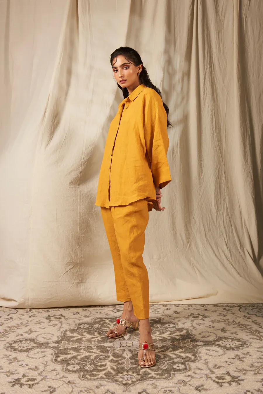 Jaisalmer Linen Oversized Flared Shirt Set