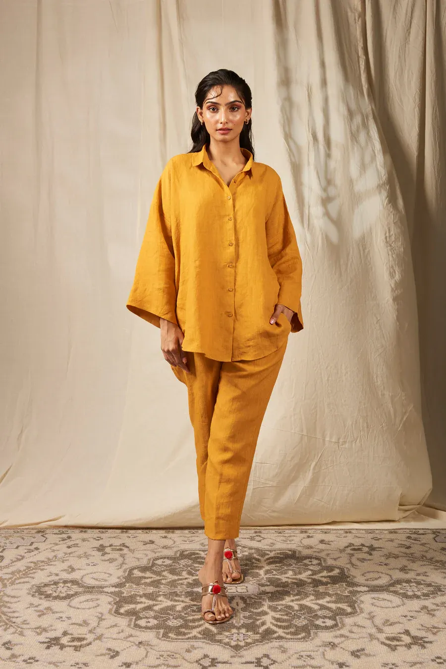 Jaisalmer Linen Oversized Flared Shirt Set