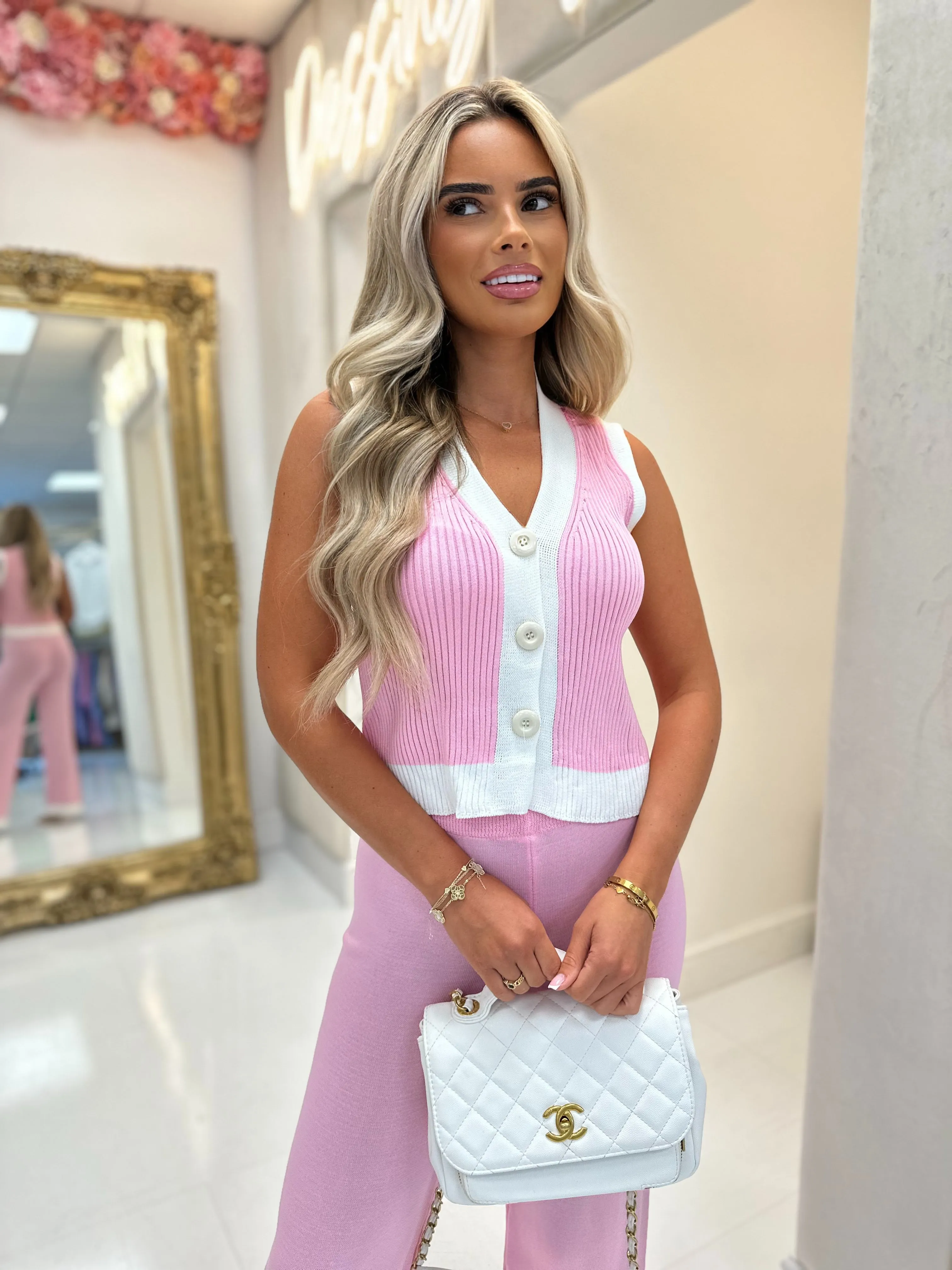 Jayme pink two piece trouser set