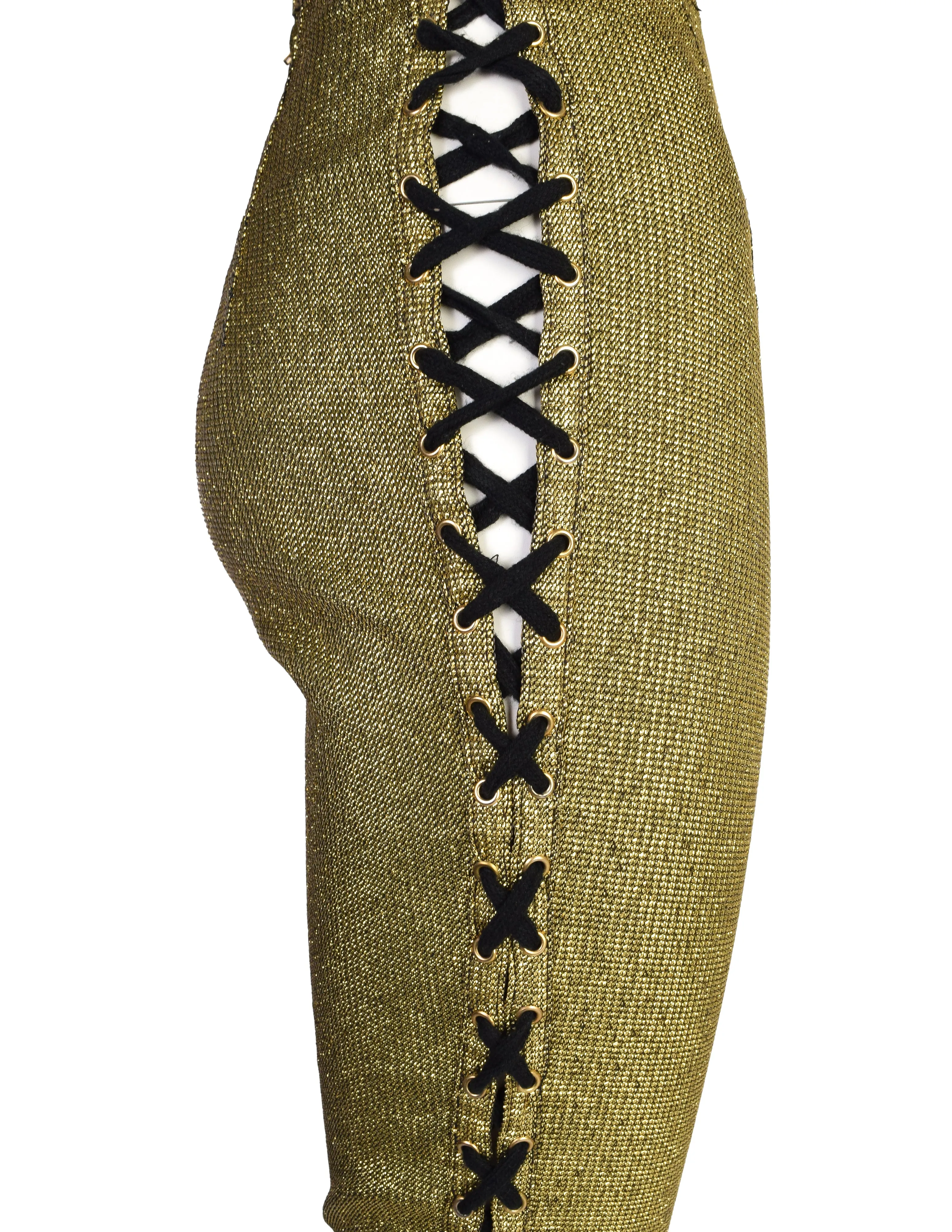 Jean Paul Gaultier Vintage Junior Gaultier SS 1989 Metallic Gold Lace Up Side High Waist Pants