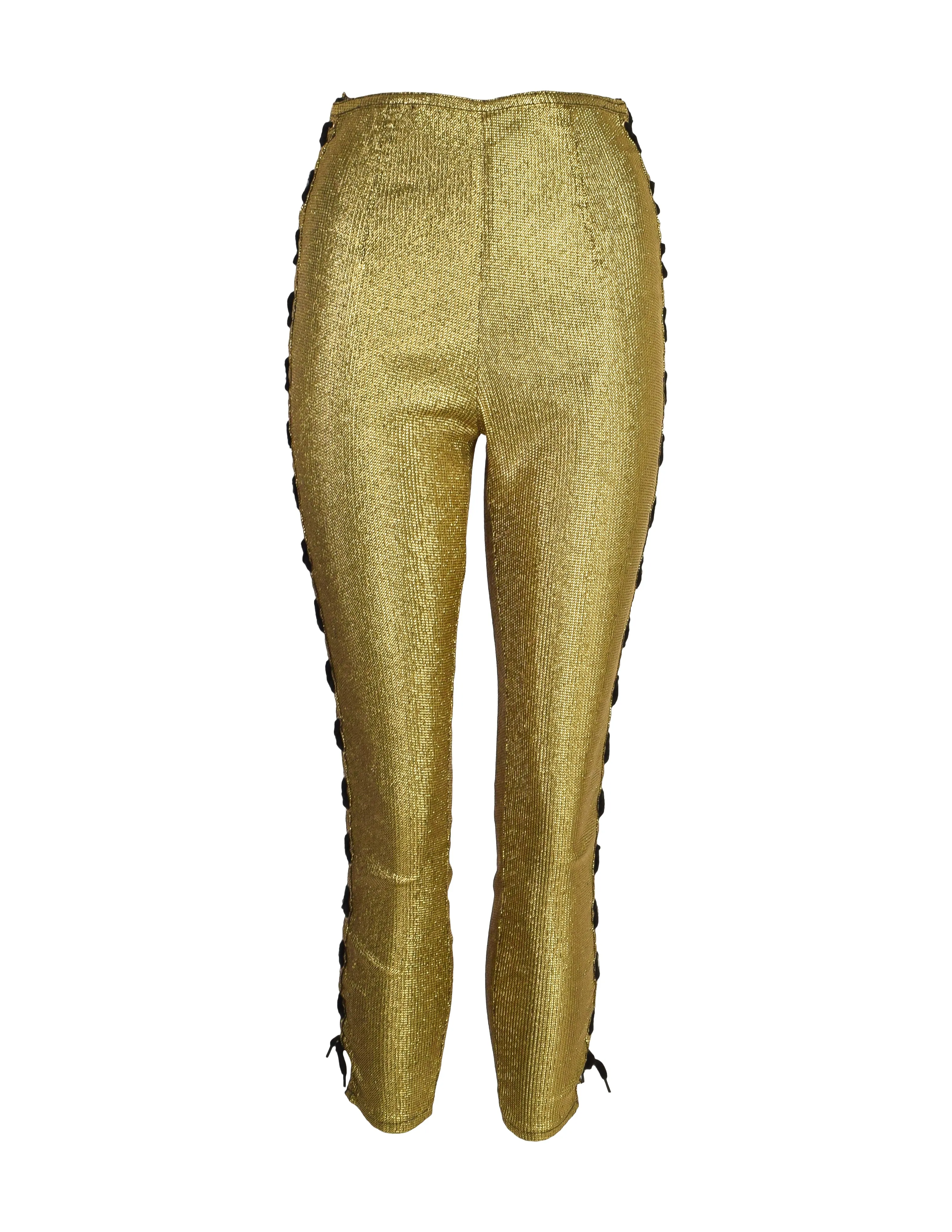 Jean Paul Gaultier Vintage Junior Gaultier SS 1989 Metallic Gold Lace Up Side High Waist Pants