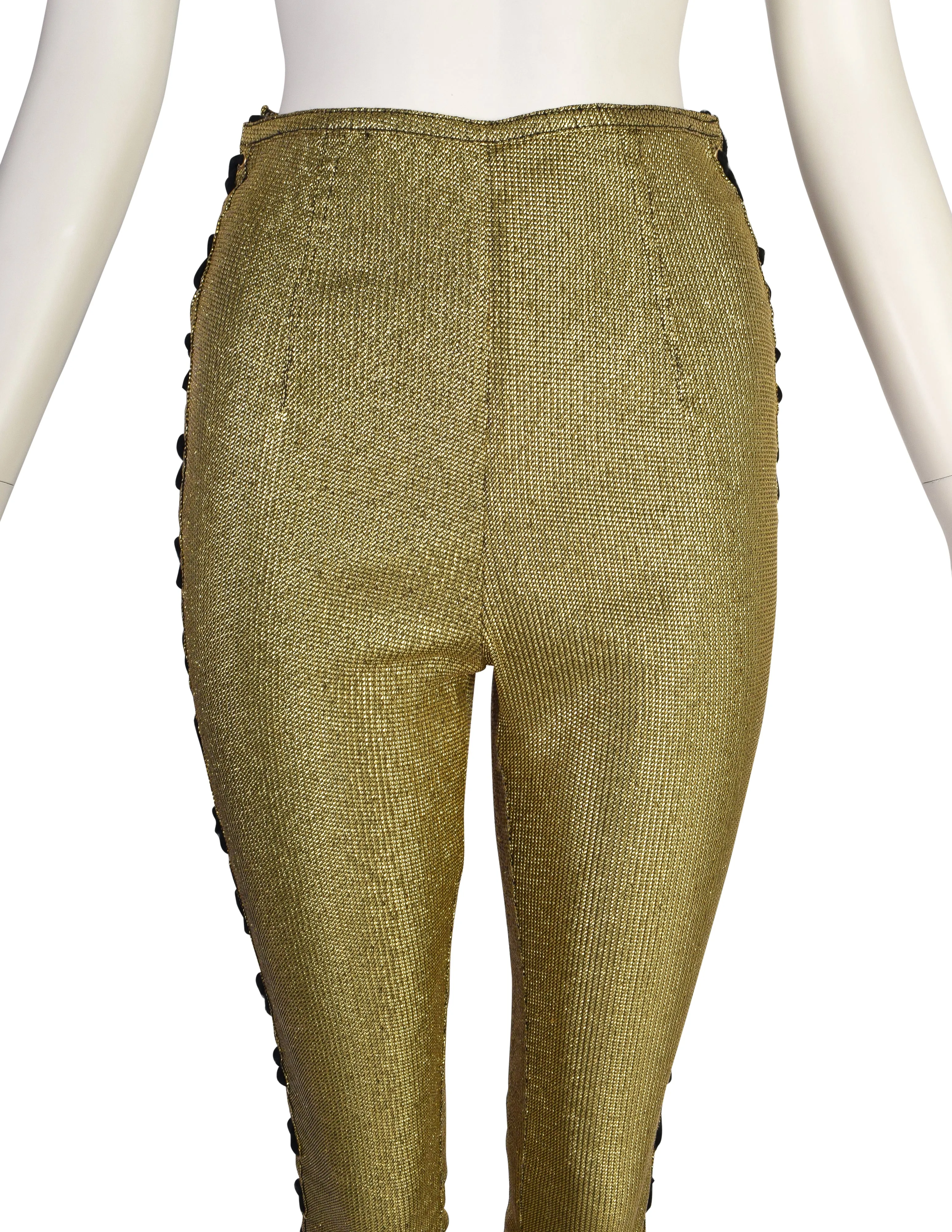 Jean Paul Gaultier Vintage Junior Gaultier SS 1989 Metallic Gold Lace Up Side High Waist Pants