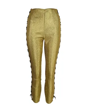 Jean Paul Gaultier Vintage Junior Gaultier SS 1989 Metallic Gold Lace Up Side High Waist Pants