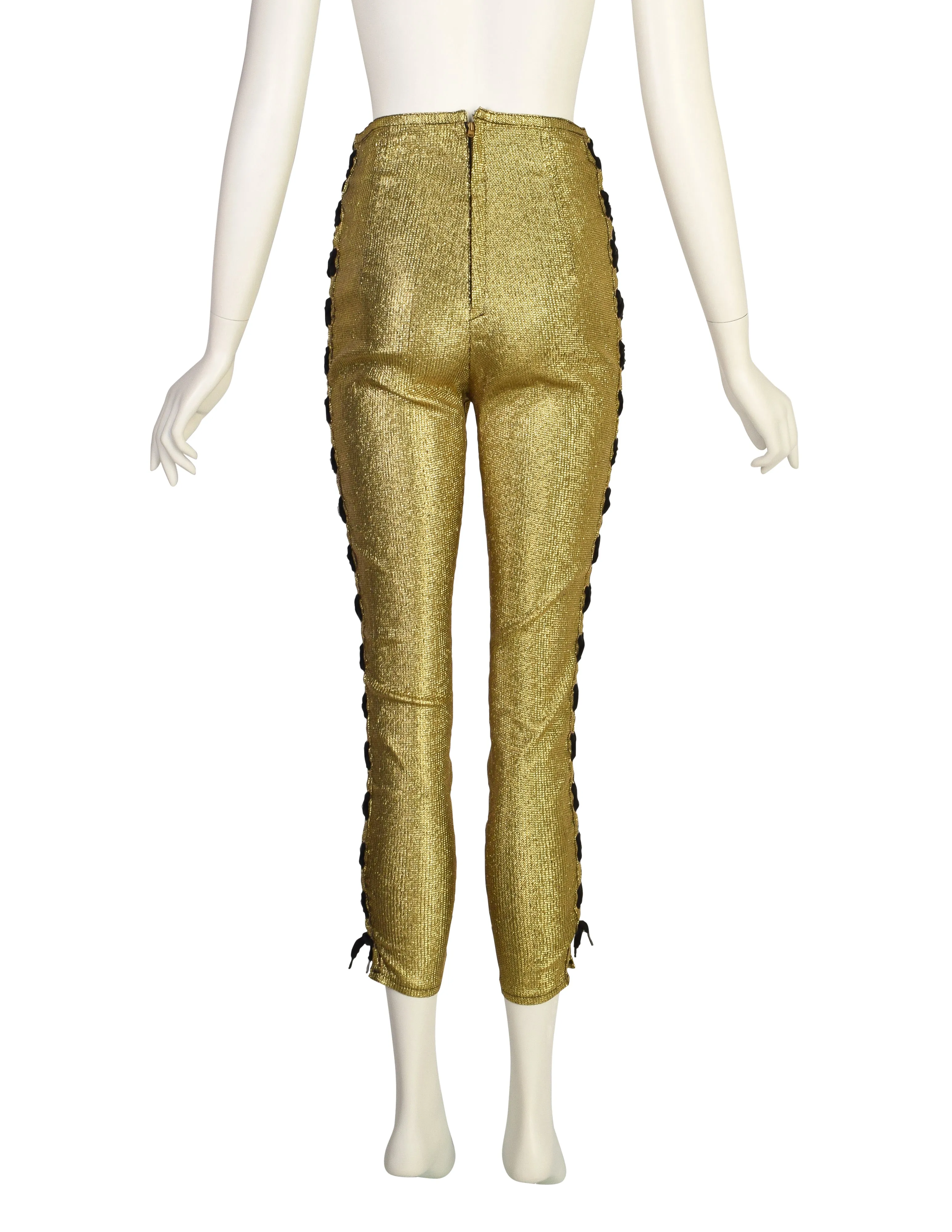 Jean Paul Gaultier Vintage Junior Gaultier SS 1989 Metallic Gold Lace Up Side High Waist Pants