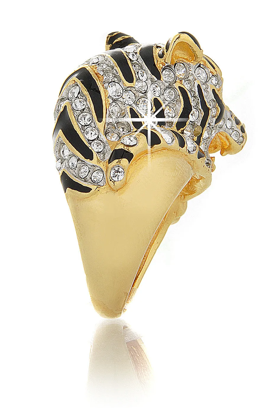 KENNETH JAY LANE TIGER Gold Crystal Ring