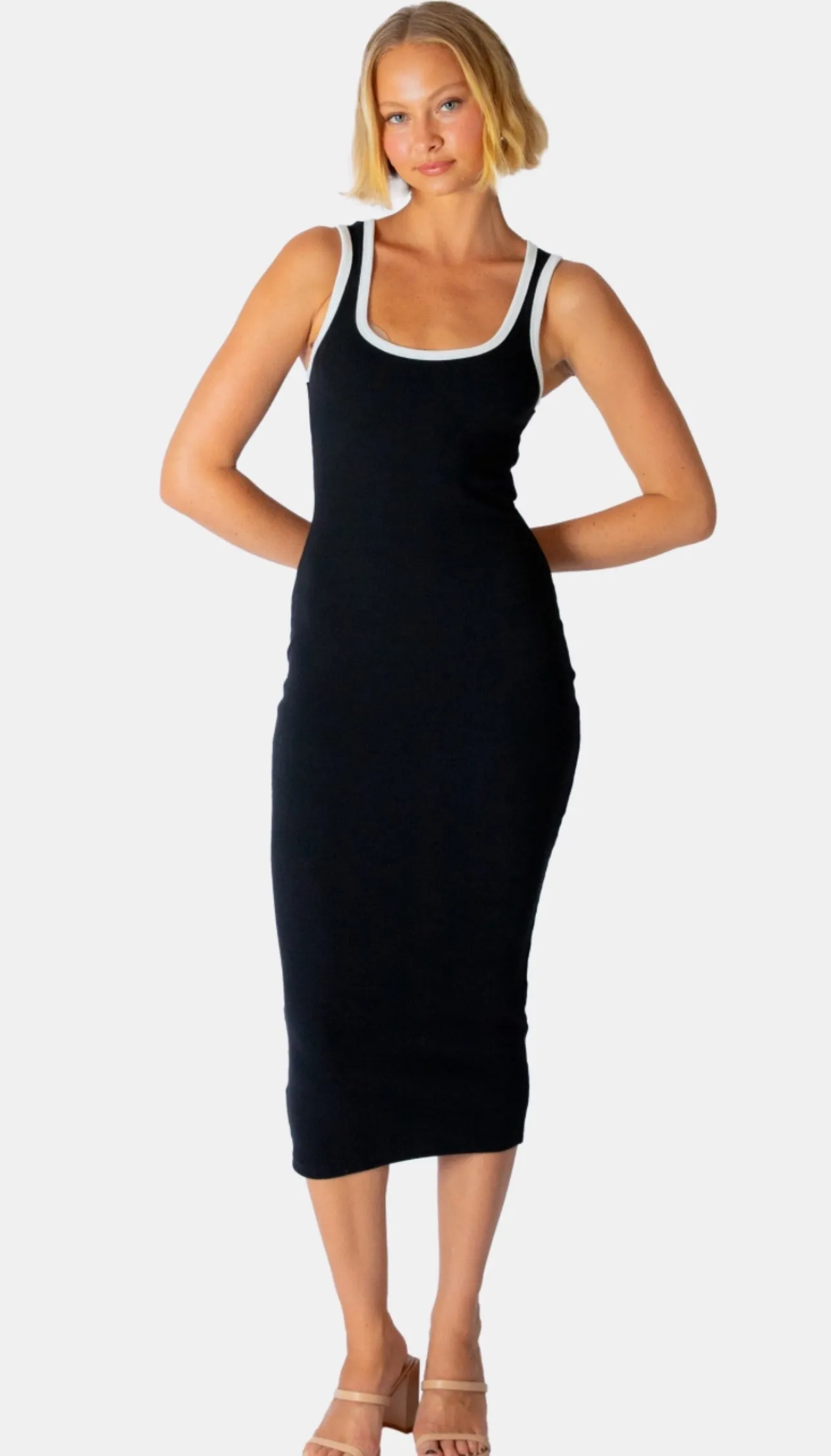 Kim Black Contrast Knit Dress