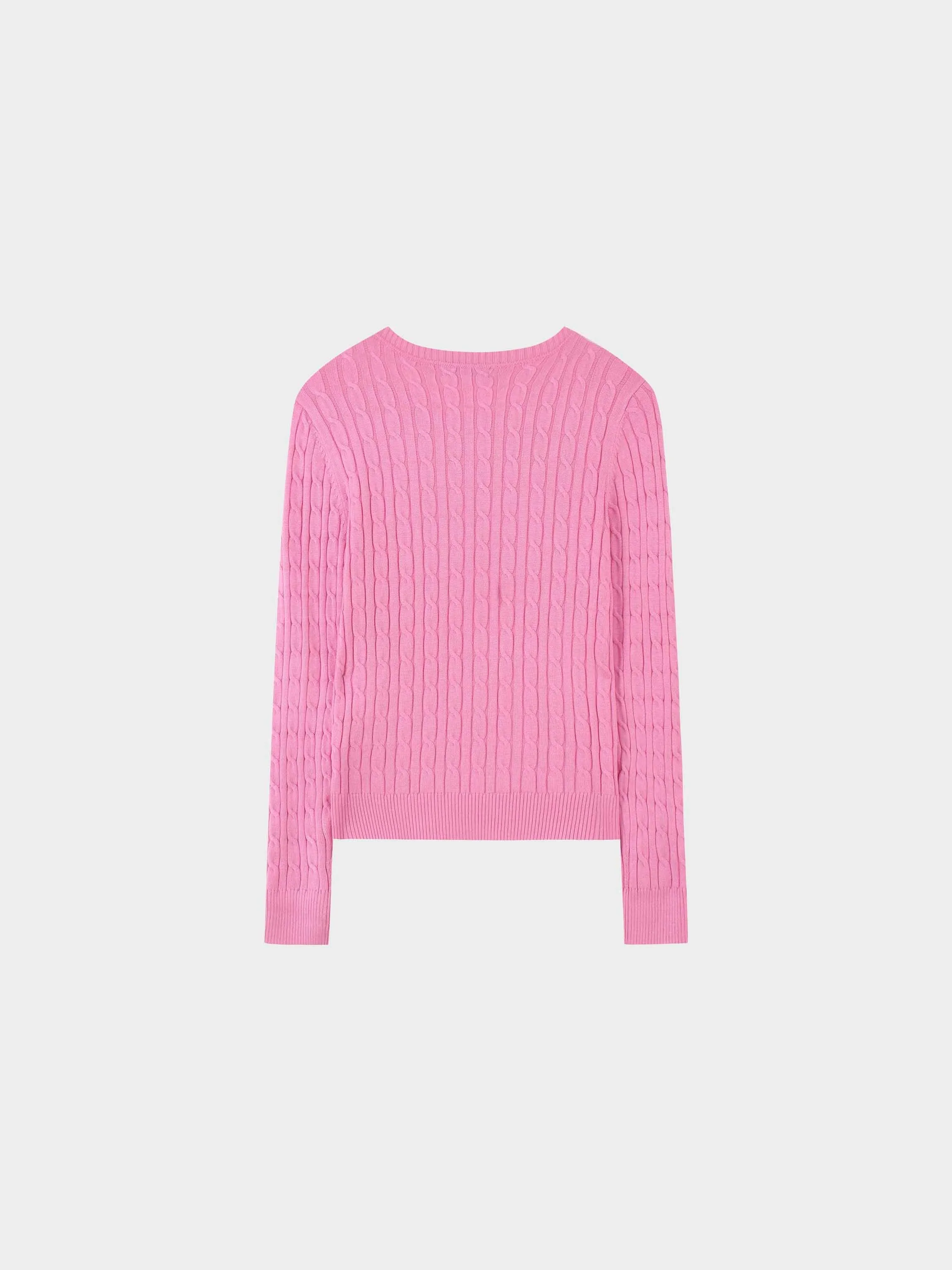 Knit Cable Sweater-Bubble Gum Pink