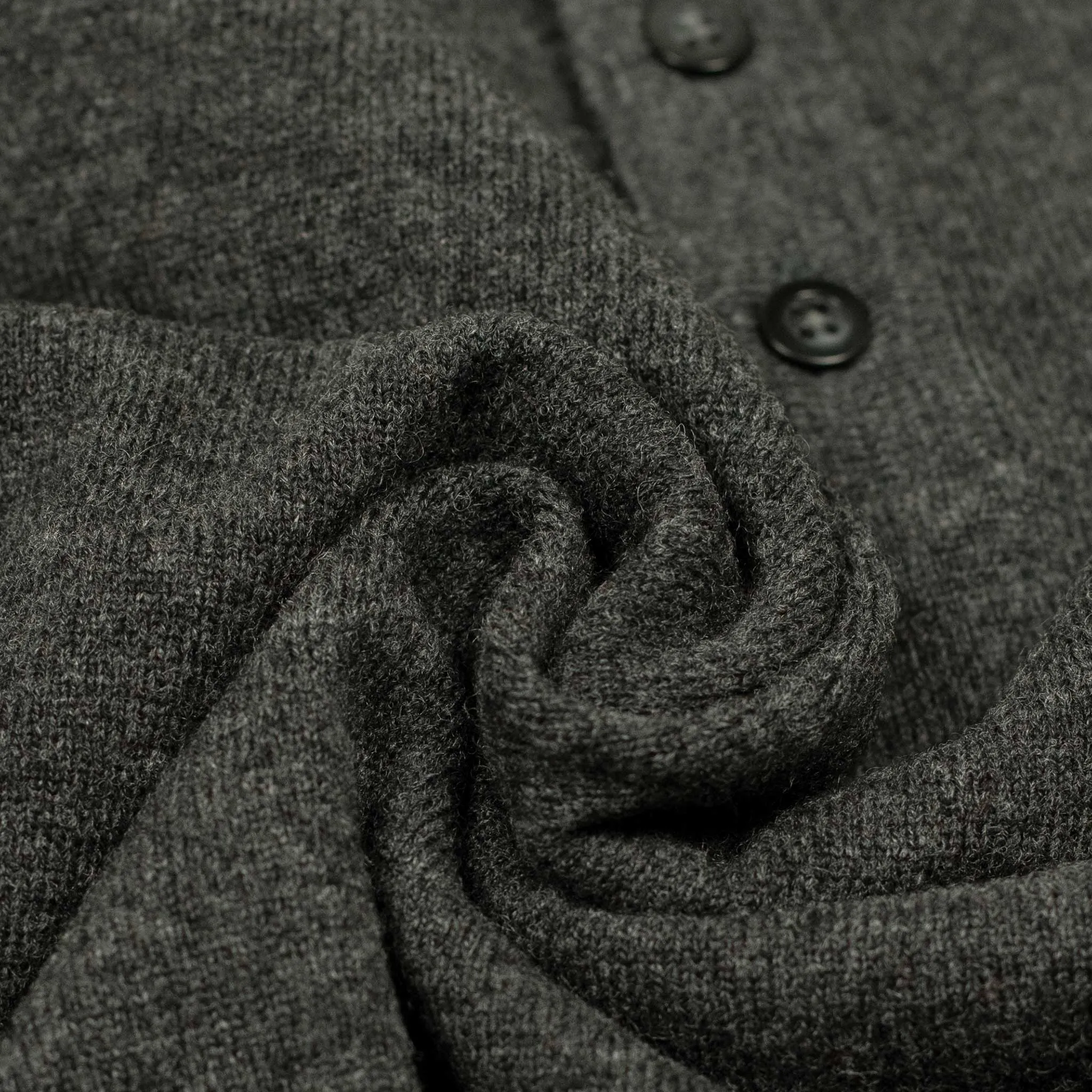 Knit long sleeve polo in charcoal wool/cashmere