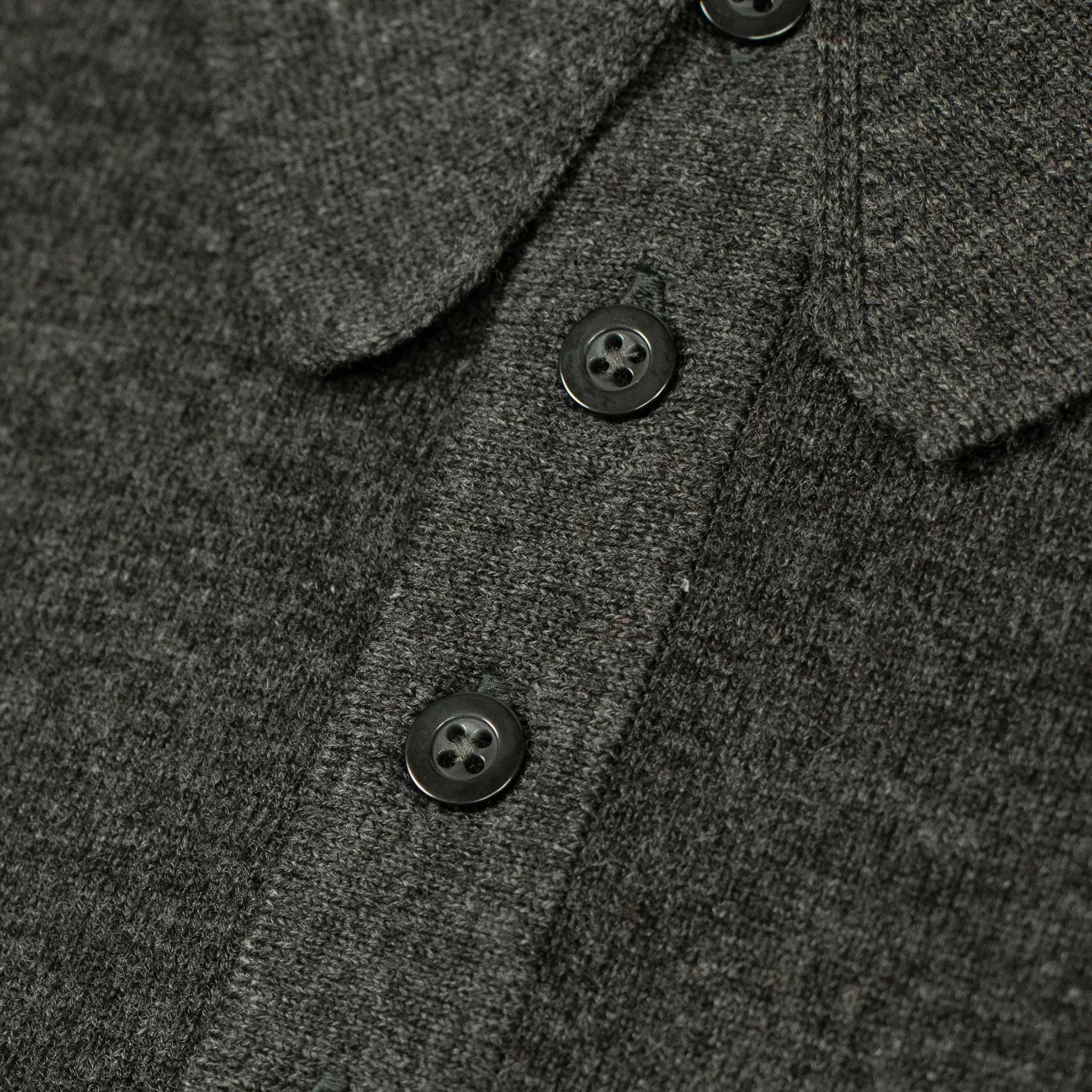 Knit long sleeve polo in charcoal wool/cashmere