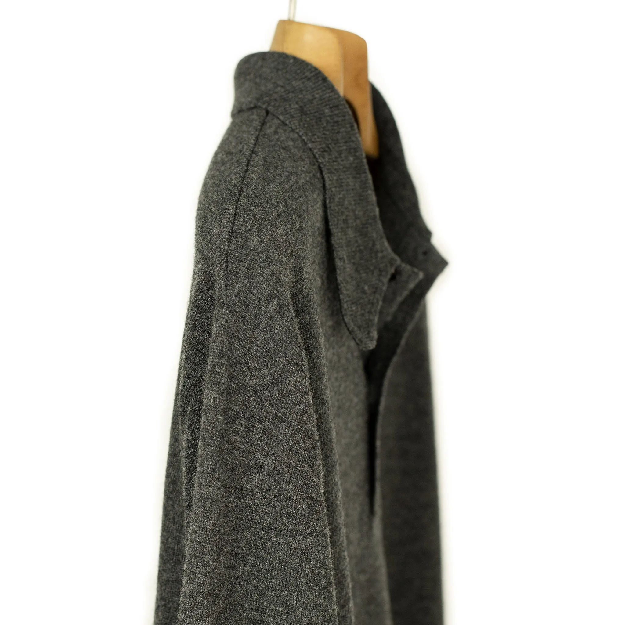 Knit long sleeve polo in charcoal wool/cashmere