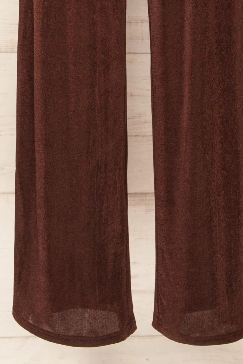 Lalali Brown | Shimmery Jumpsuit w/ Deep V-Neckline