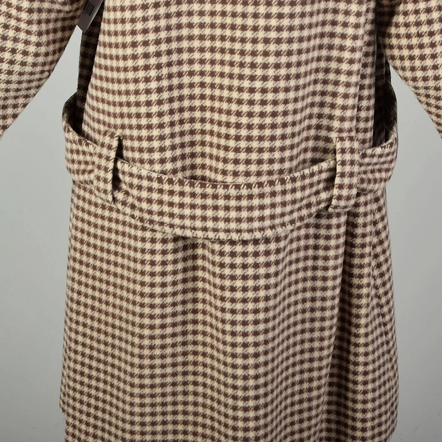 Large 1950s Swing Coat Brown Plaid Loose Winter Double Breasted Overcoat