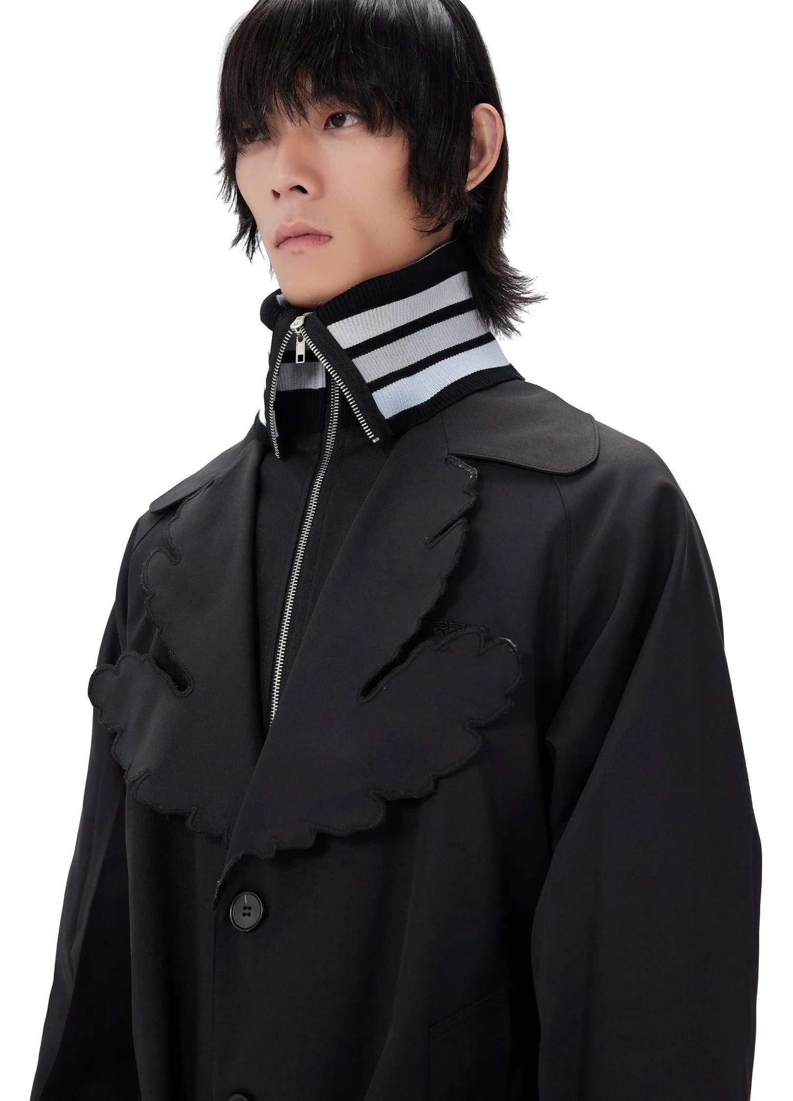 Leaf Collar Belted Overcoat