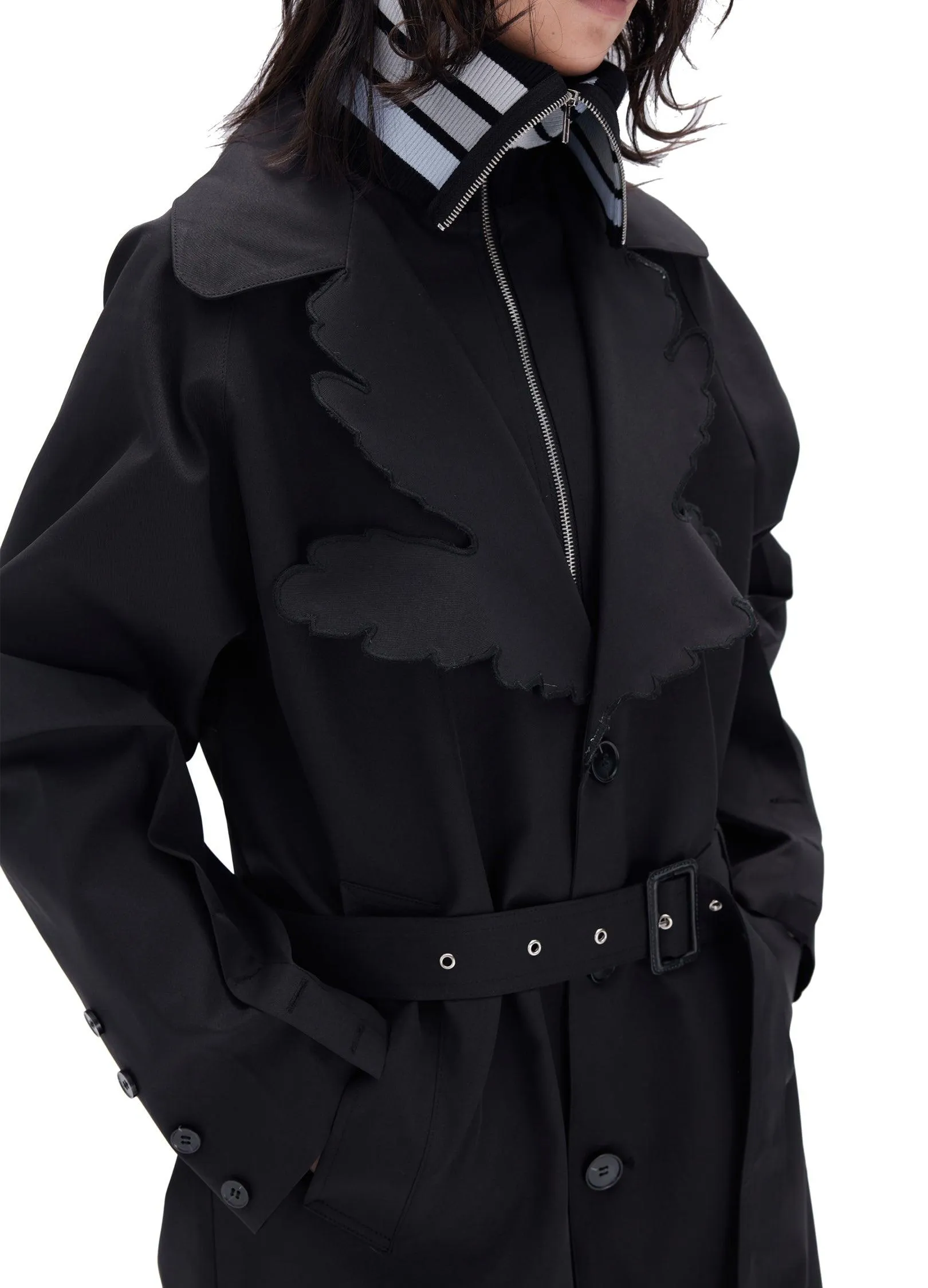 Leaf Collar Belted Overcoat