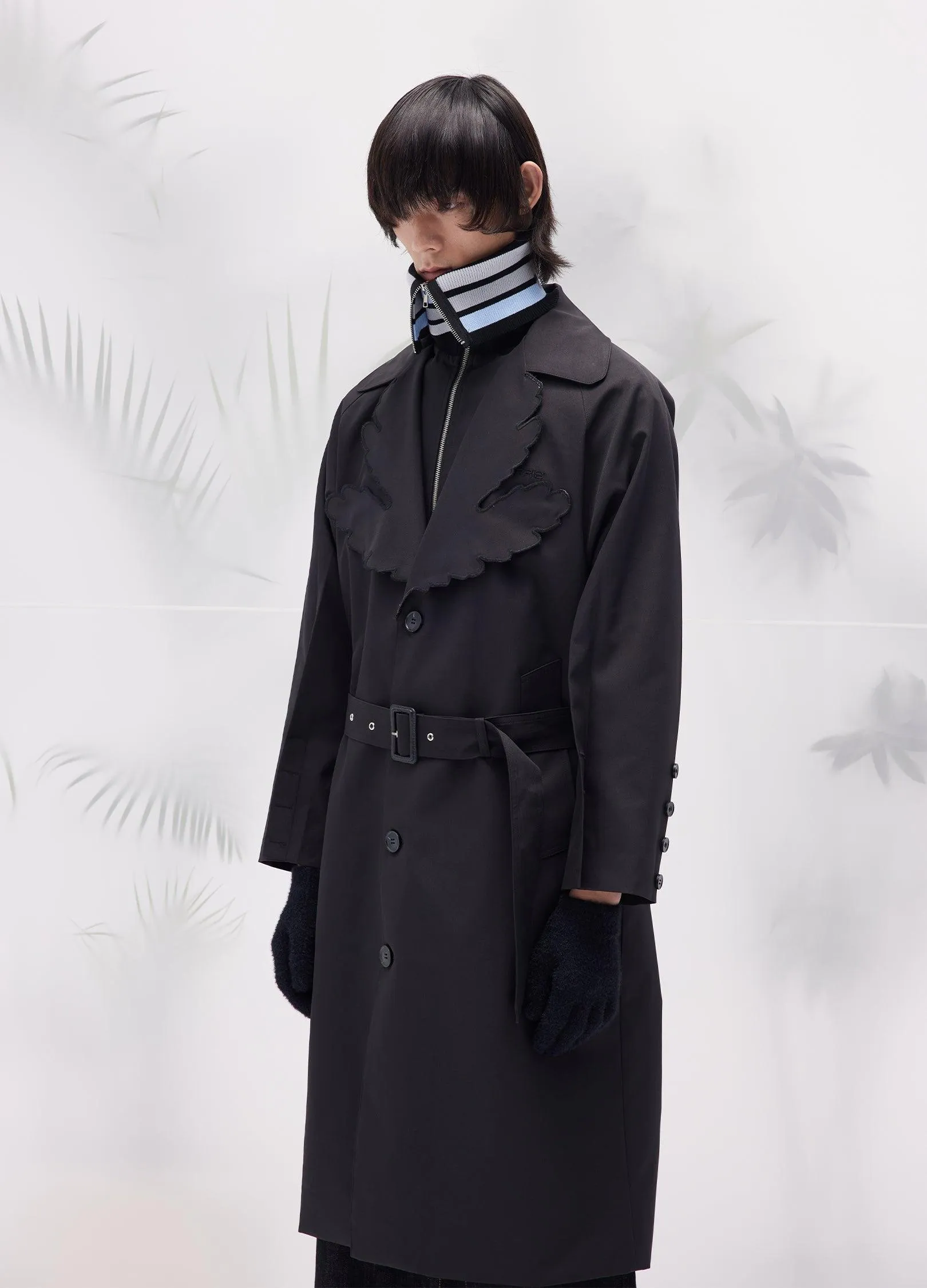 Leaf Collar Belted Overcoat