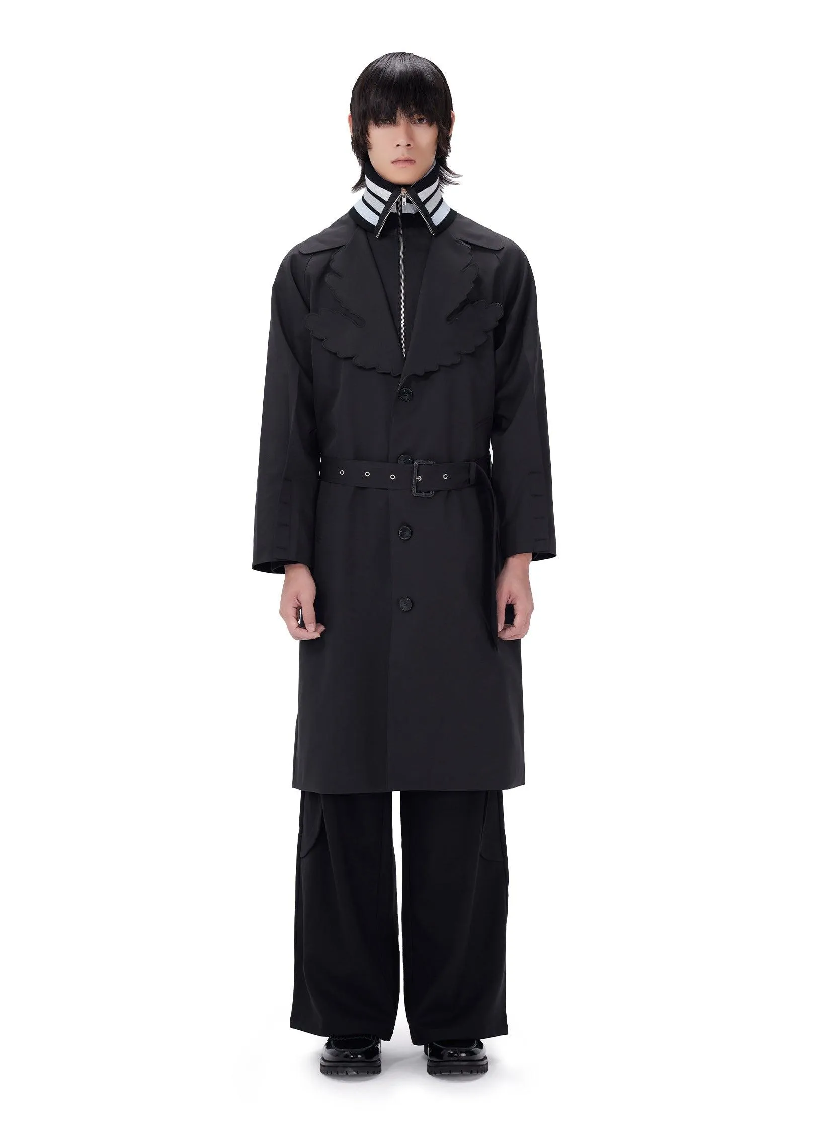 Leaf Collar Belted Overcoat