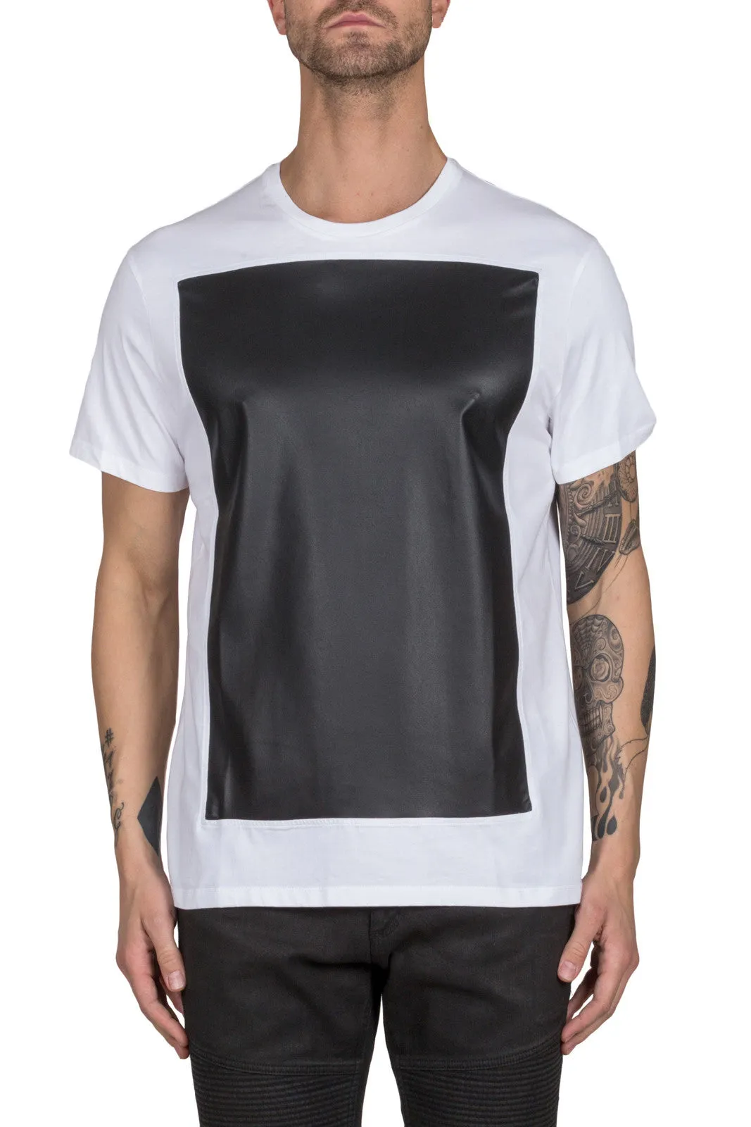 Leather Pannelled T-Shirt