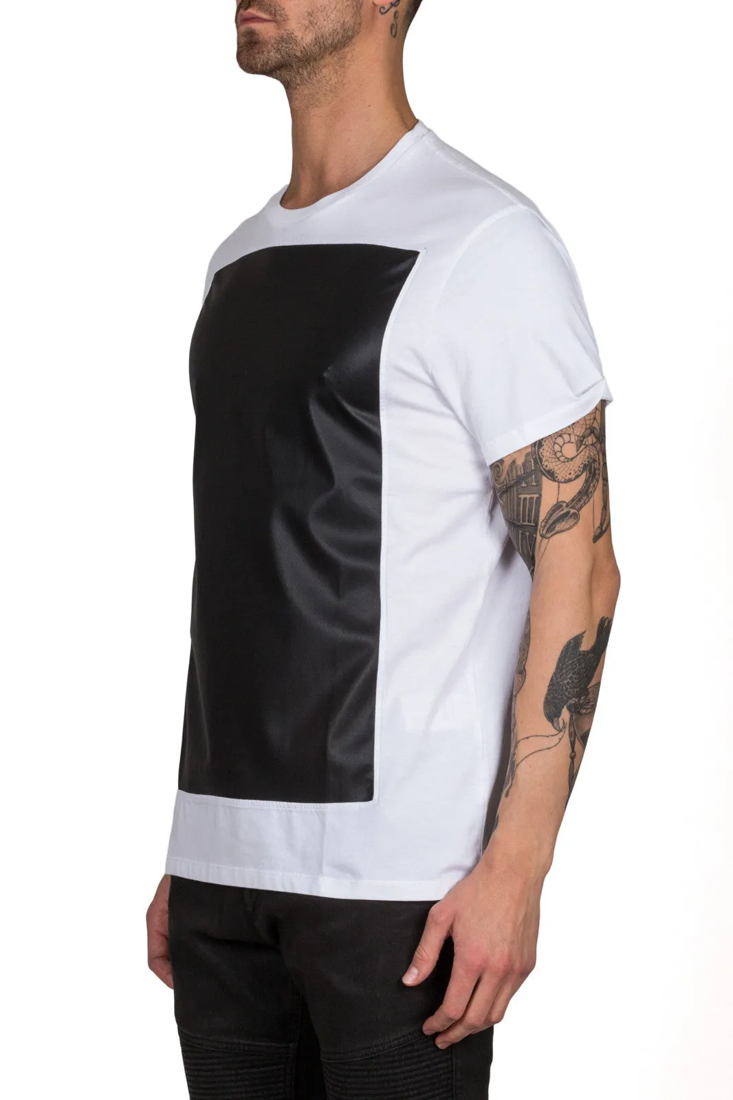 Leather Pannelled T-Shirt