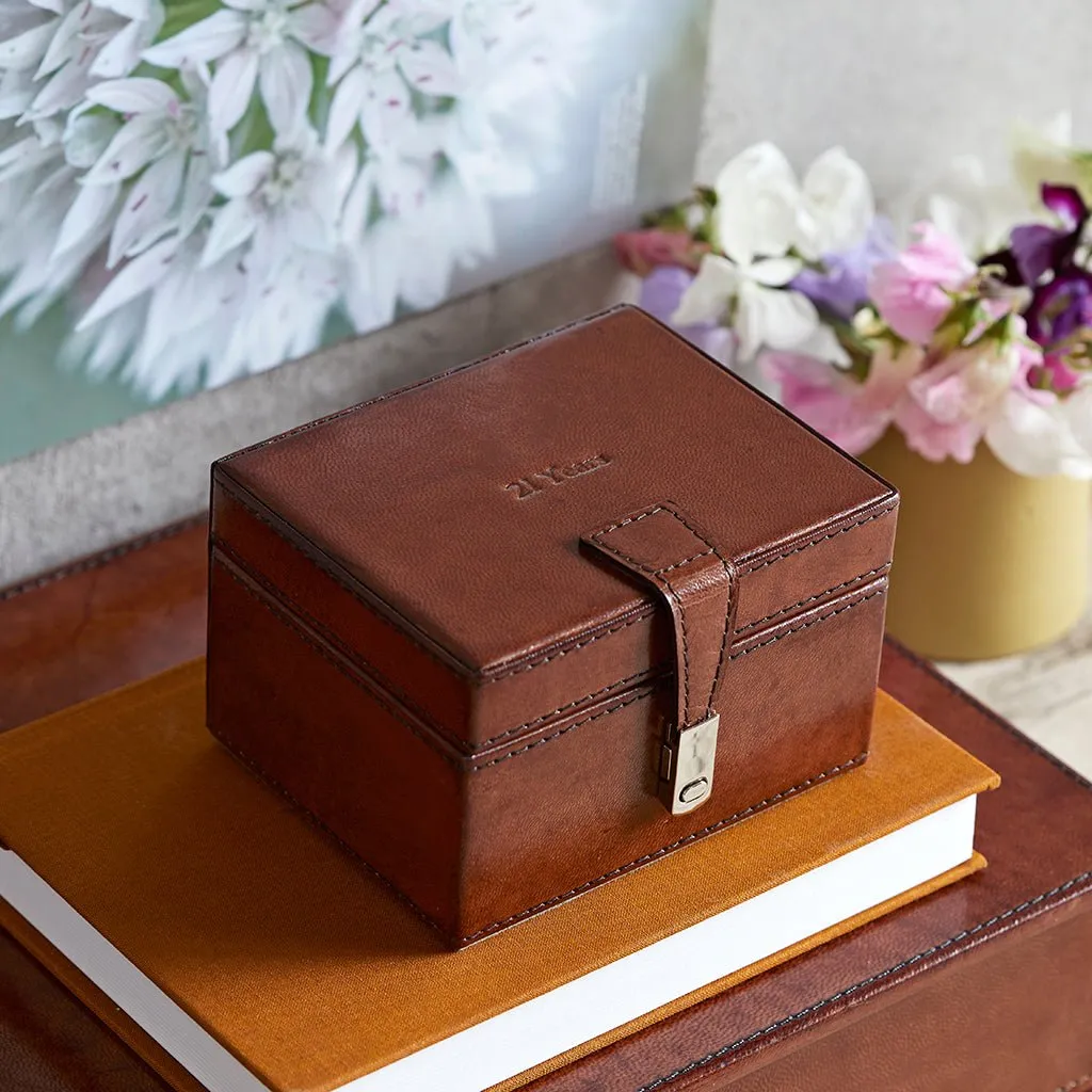 Leather Watch Box With Chrome Clasp