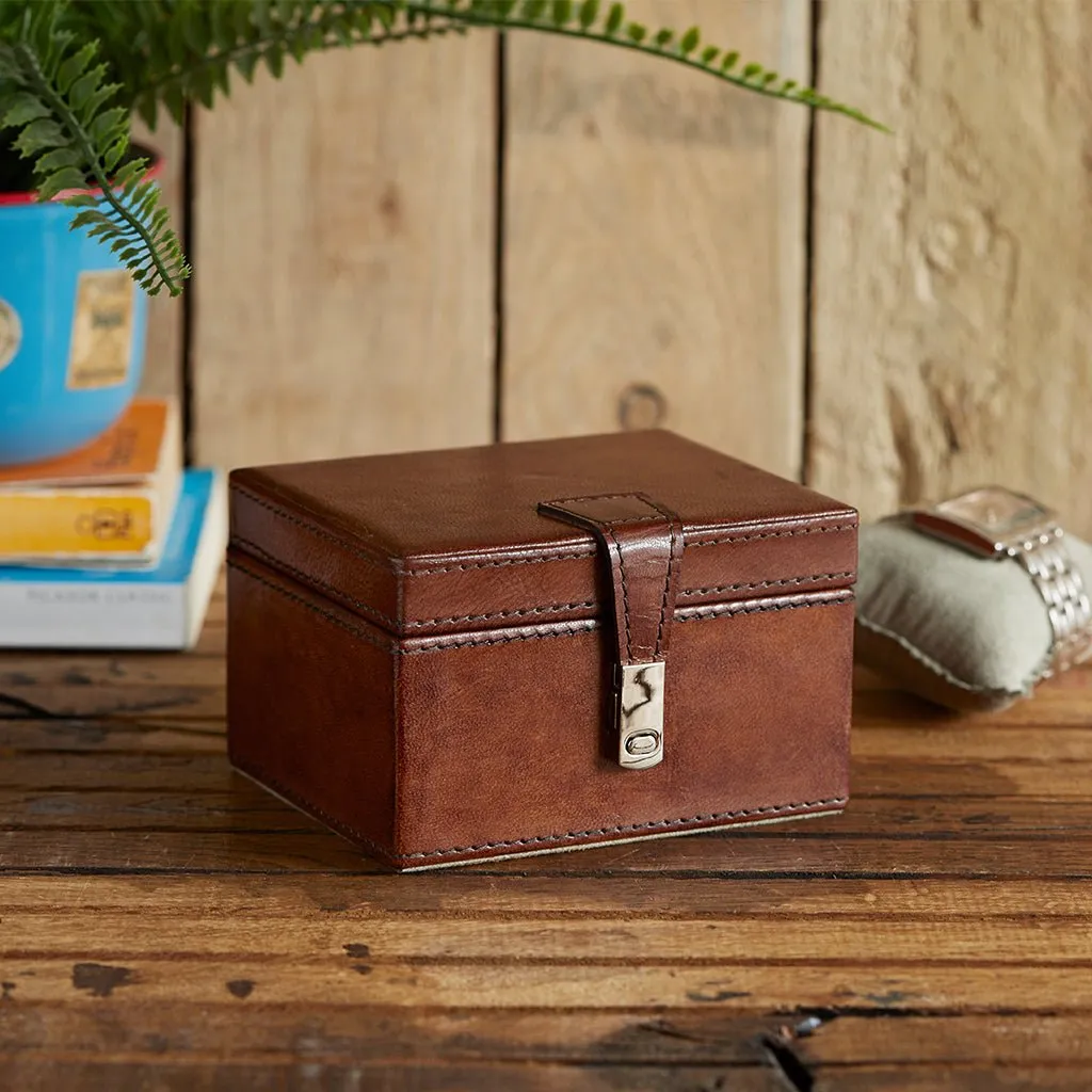 Leather Watch Box With Chrome Clasp