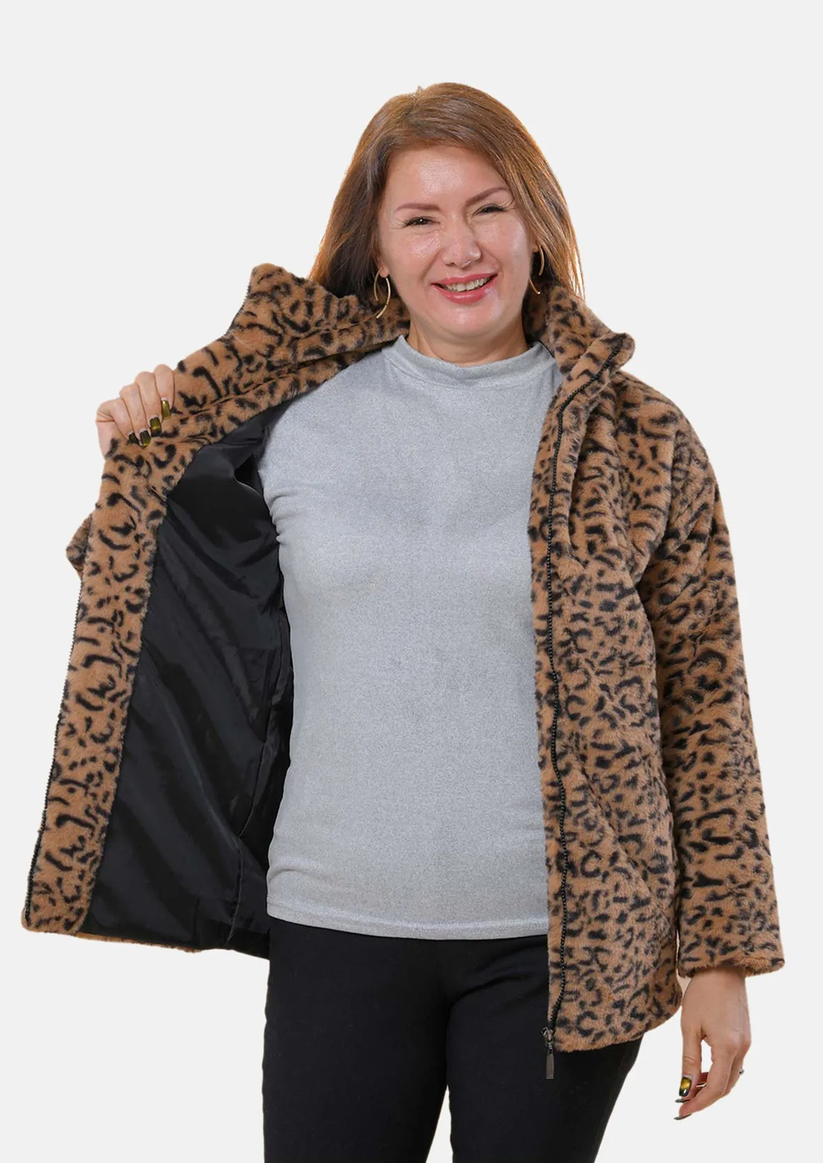 Leopard Faux Fur Coat