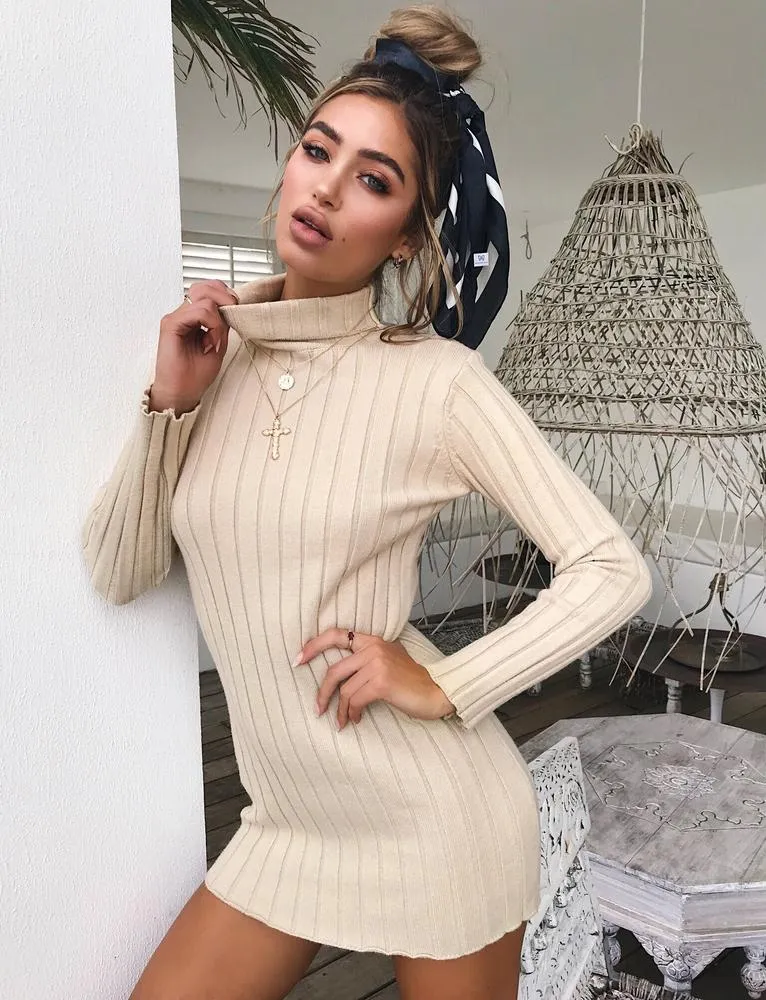 Lilian Long Sleeve Dress - Beige