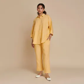 Linen Flared Shirt for Women | Oversized | Yellow